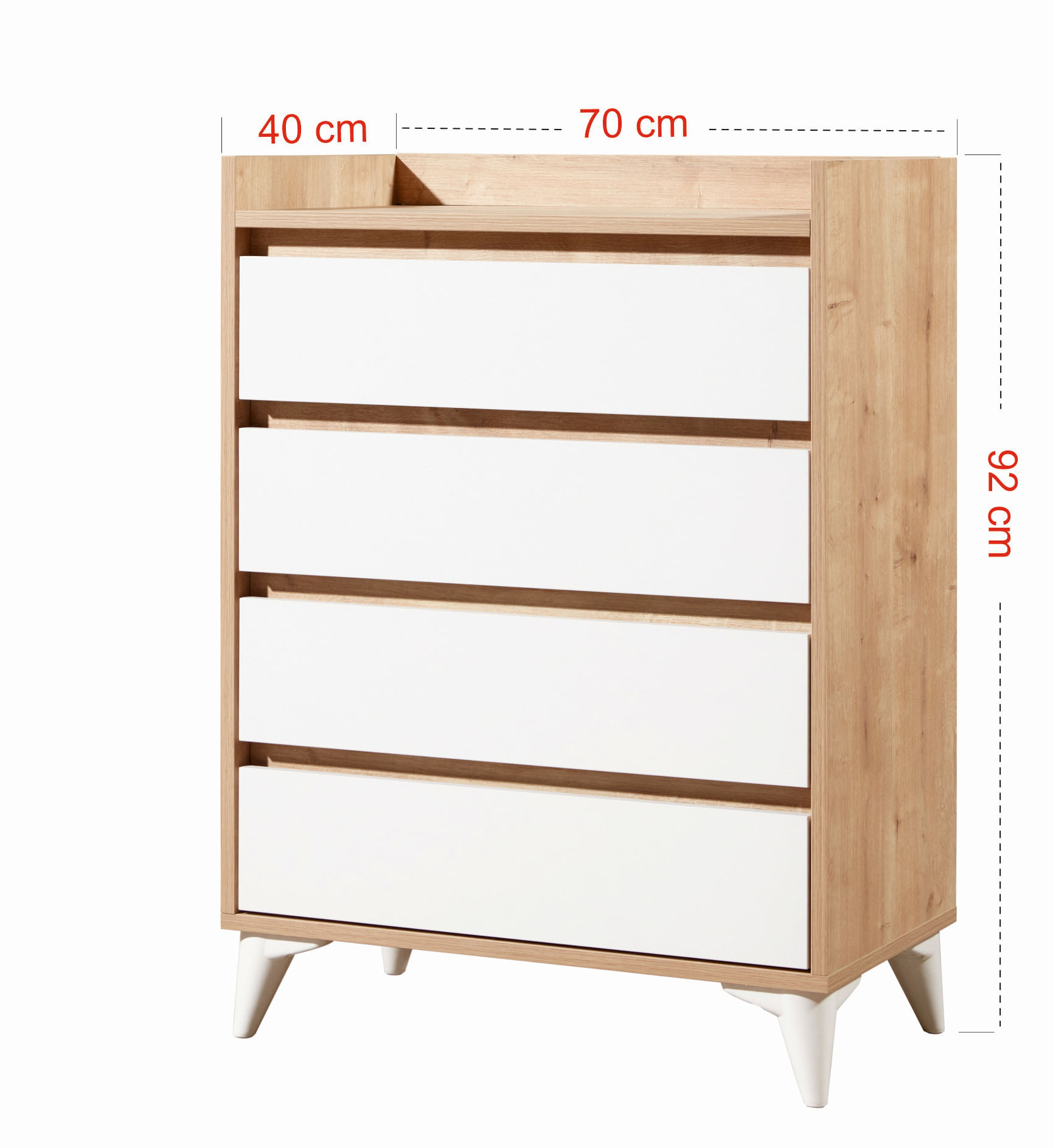 Comoda, Hanah Home, pal melaminat, stejar safir si alb, 70x40x92 cm — imaginea 6
