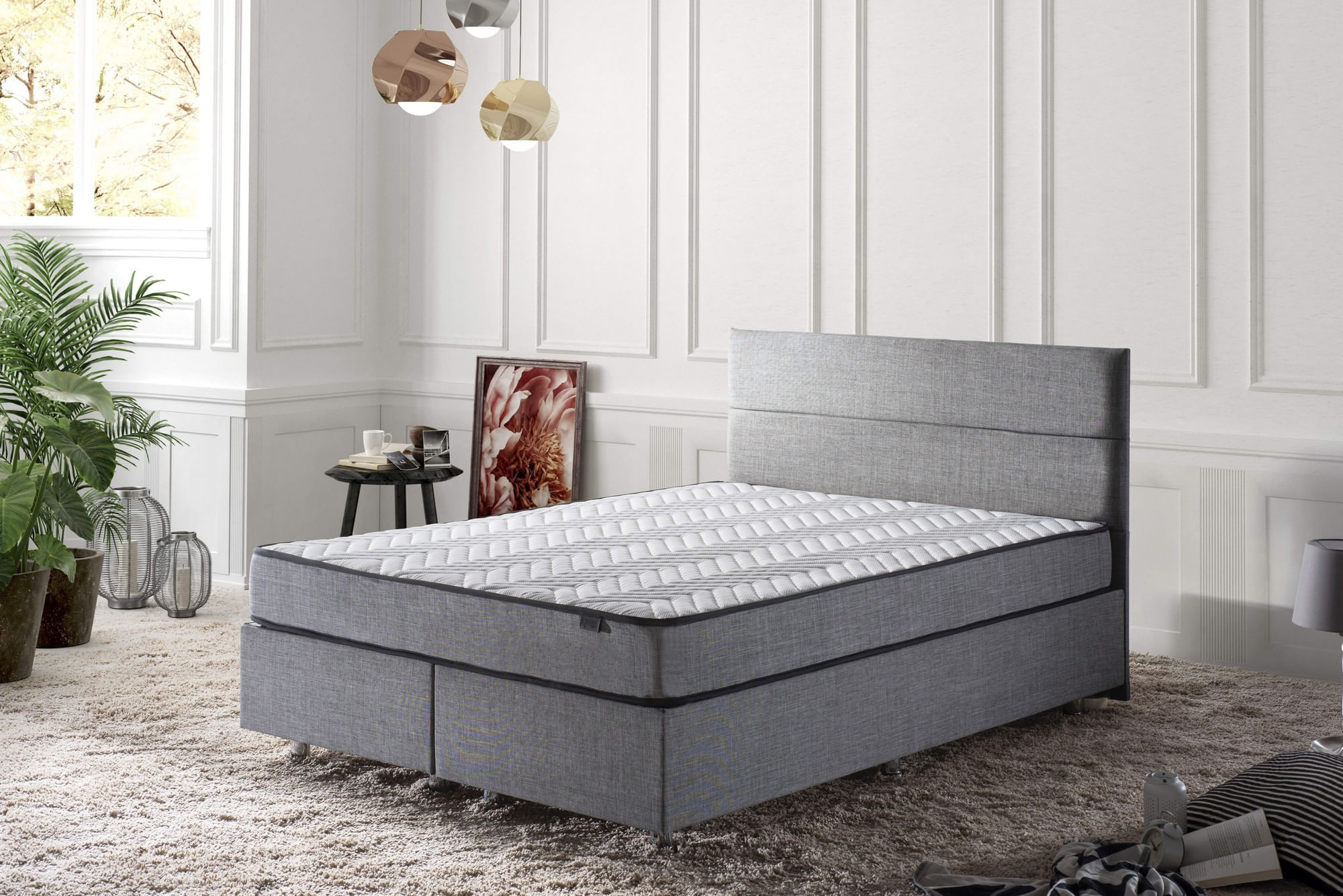 Saltea ortopedica, Hanah Home, jacquard, alb gri, 150x200x21 cm — imaginea 4