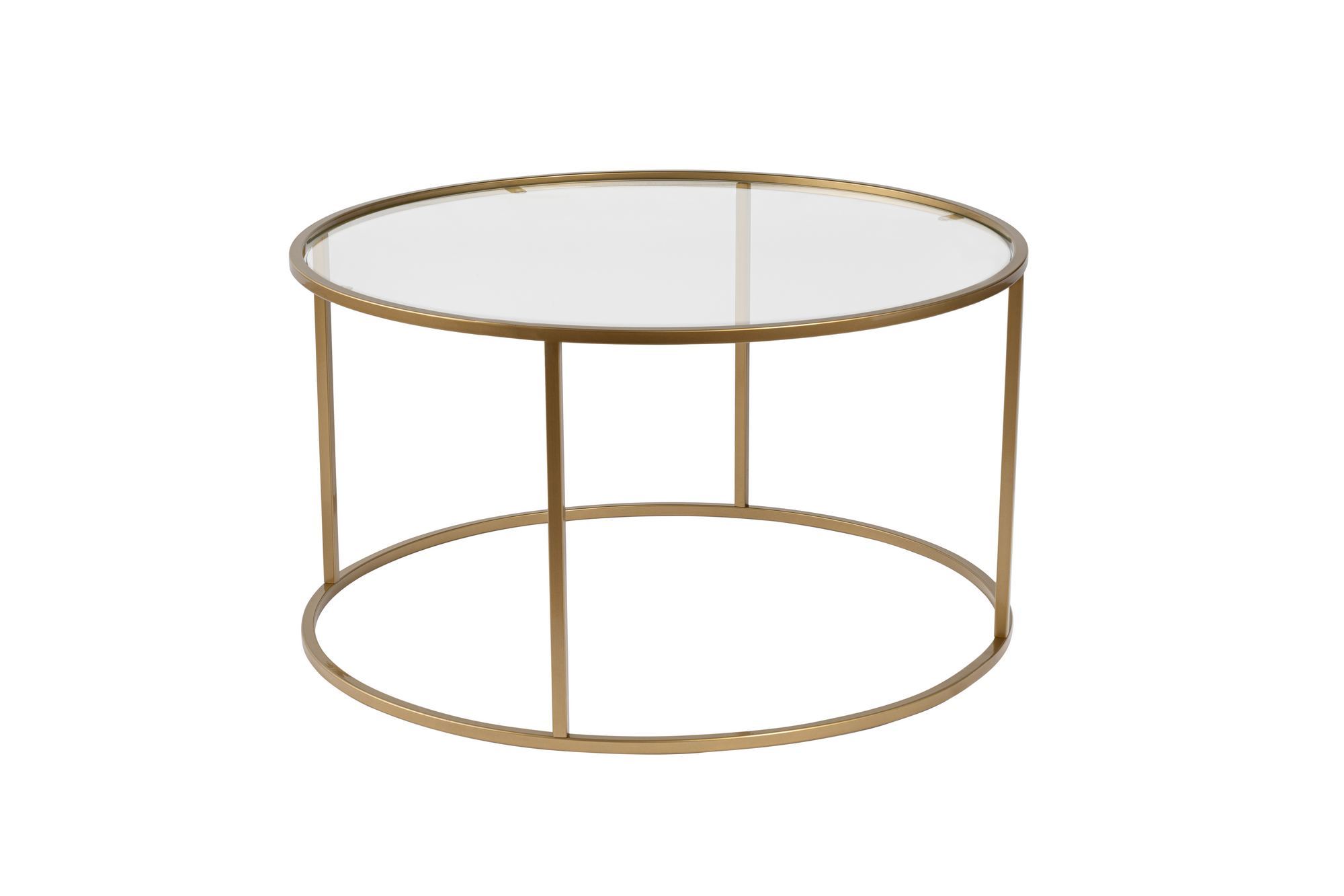 Masa de cafea, Hanah Home, sticla temperata, auriu transparent, 80x80x43 cm, 857NRD1105