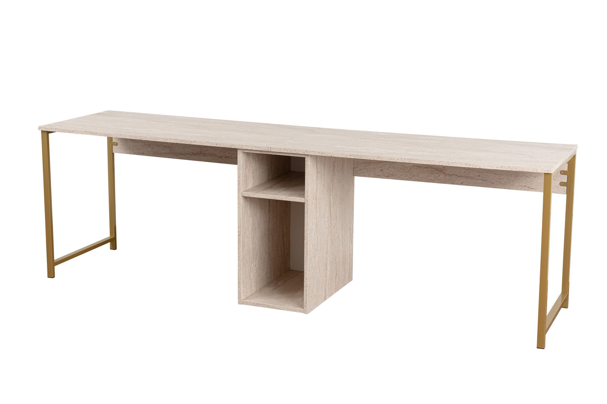 Birou de studiu, Hanah Home, pal melaminat, travertin auriu, 240x60x74 cm