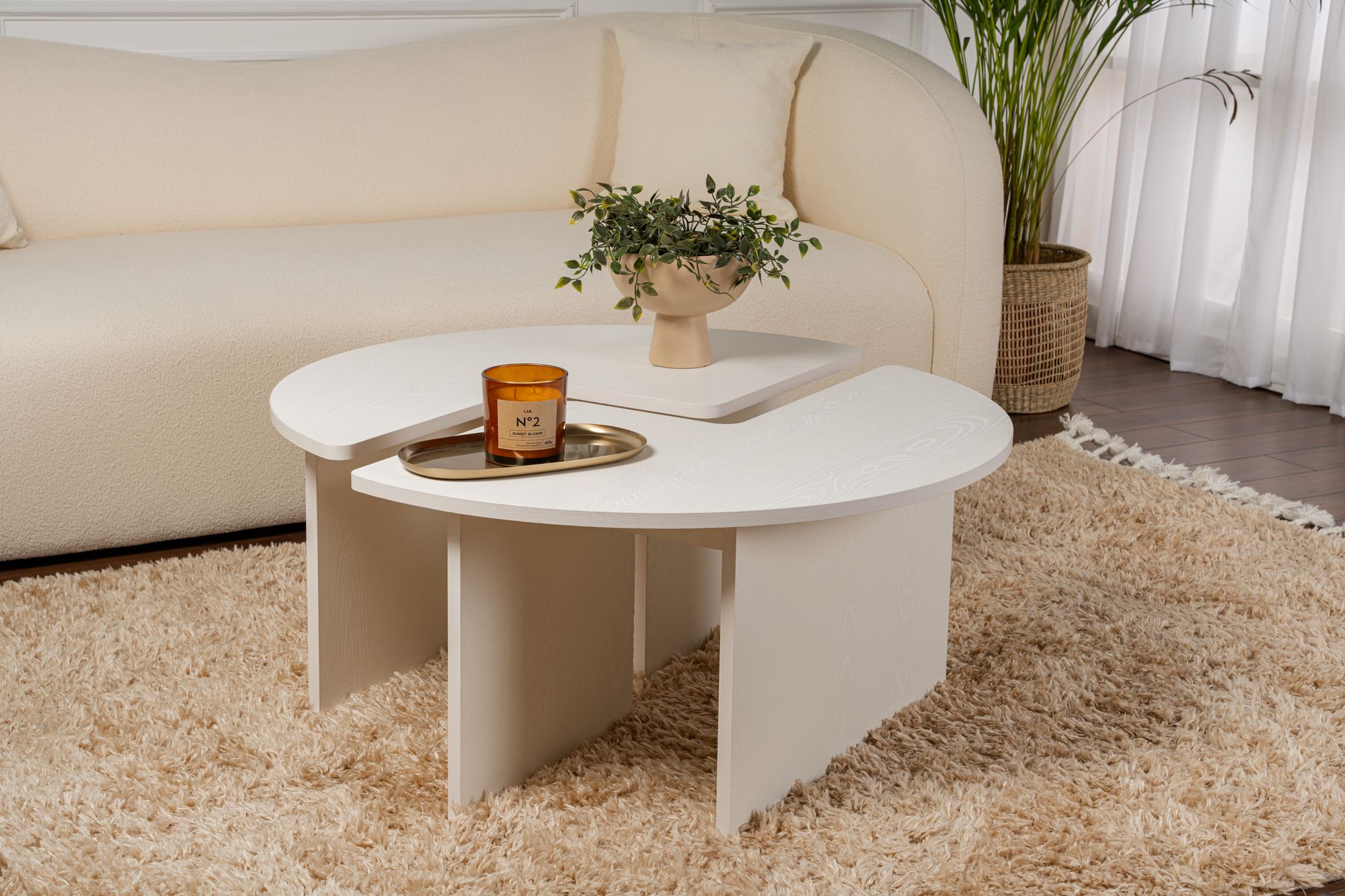 Masa de cafea, Hanah Home, pal melaminat, wood white, 90x41 cm — imaginea 2