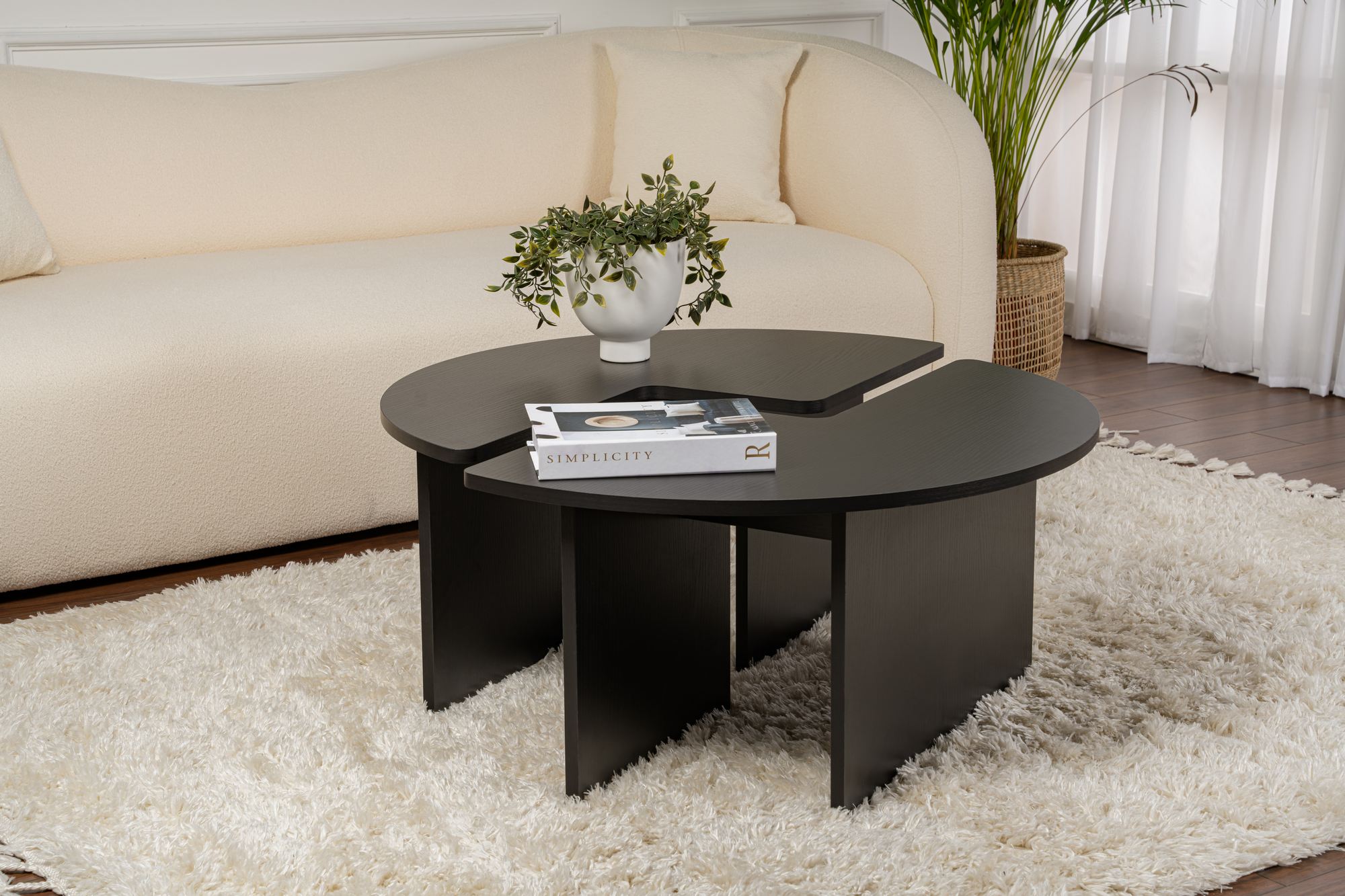 Masa de cafea, Hanah Home, pal melaminat, wood black, 90x41 cm — imaginea 2