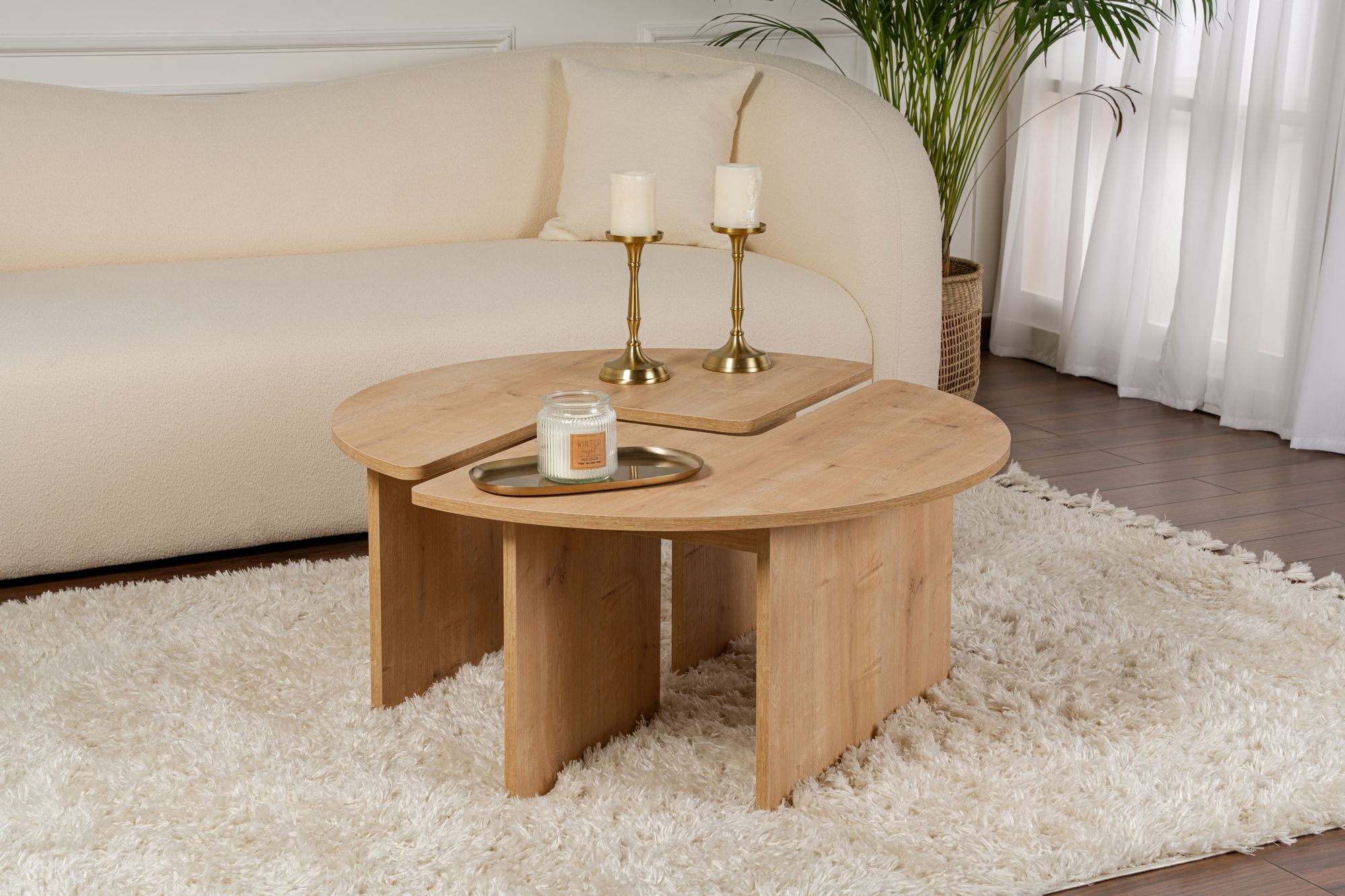 Masuta de cafea, Hanah Home, pal melaminat, stejar, 90x41 cm — imaginea 2