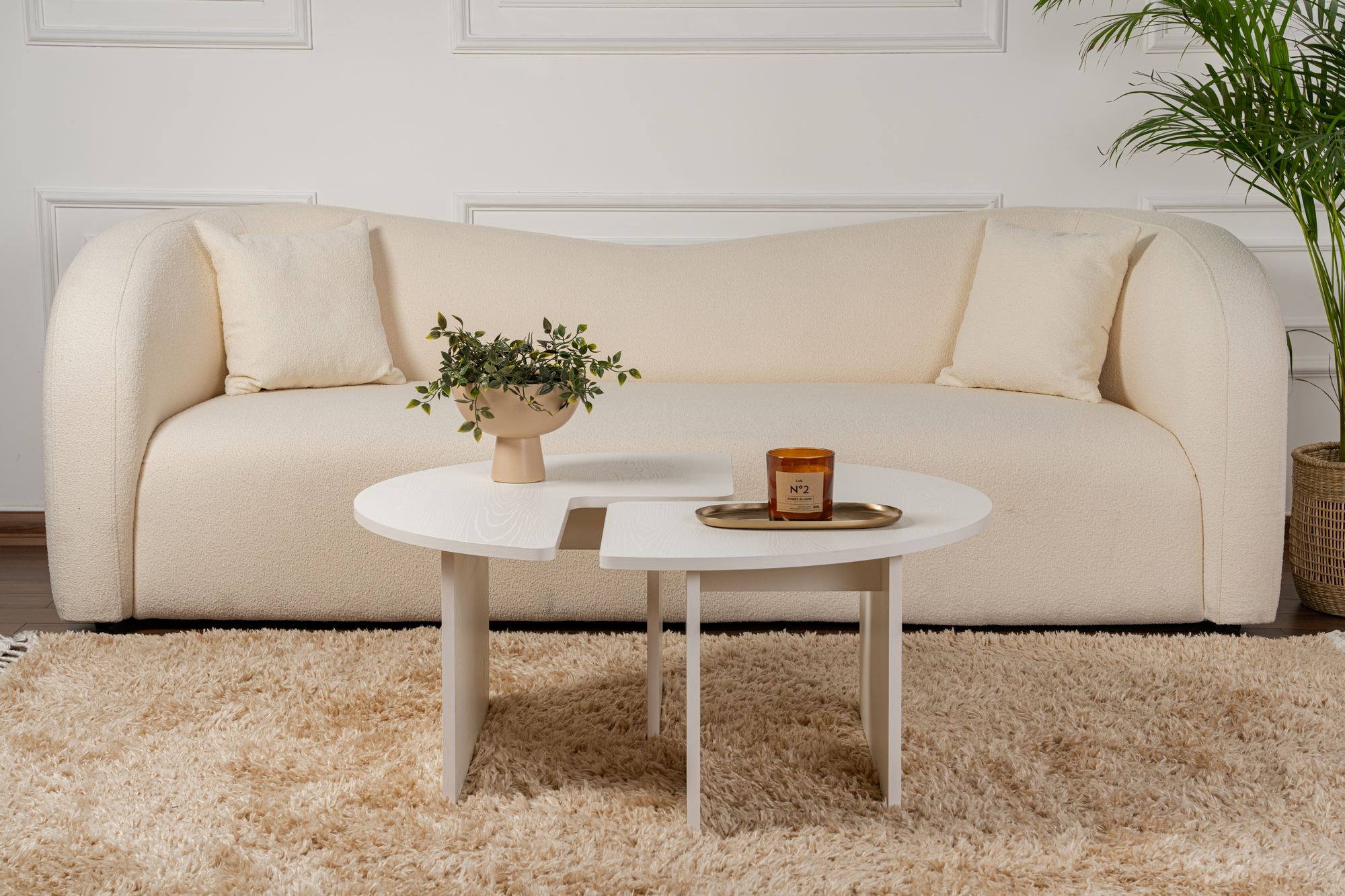 Masa de cafea, Hanah Home, pal melaminat, wood white, 90x41 cm — imaginea 3