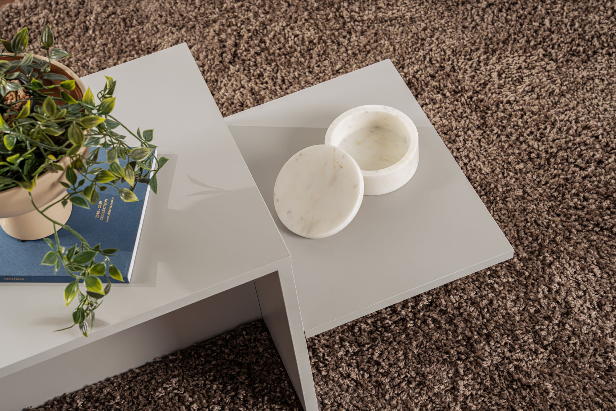 Masuta de cafea, Hanah Home, panou de particule cu melamina, gri, 90x45x40 cm — imaginea 4