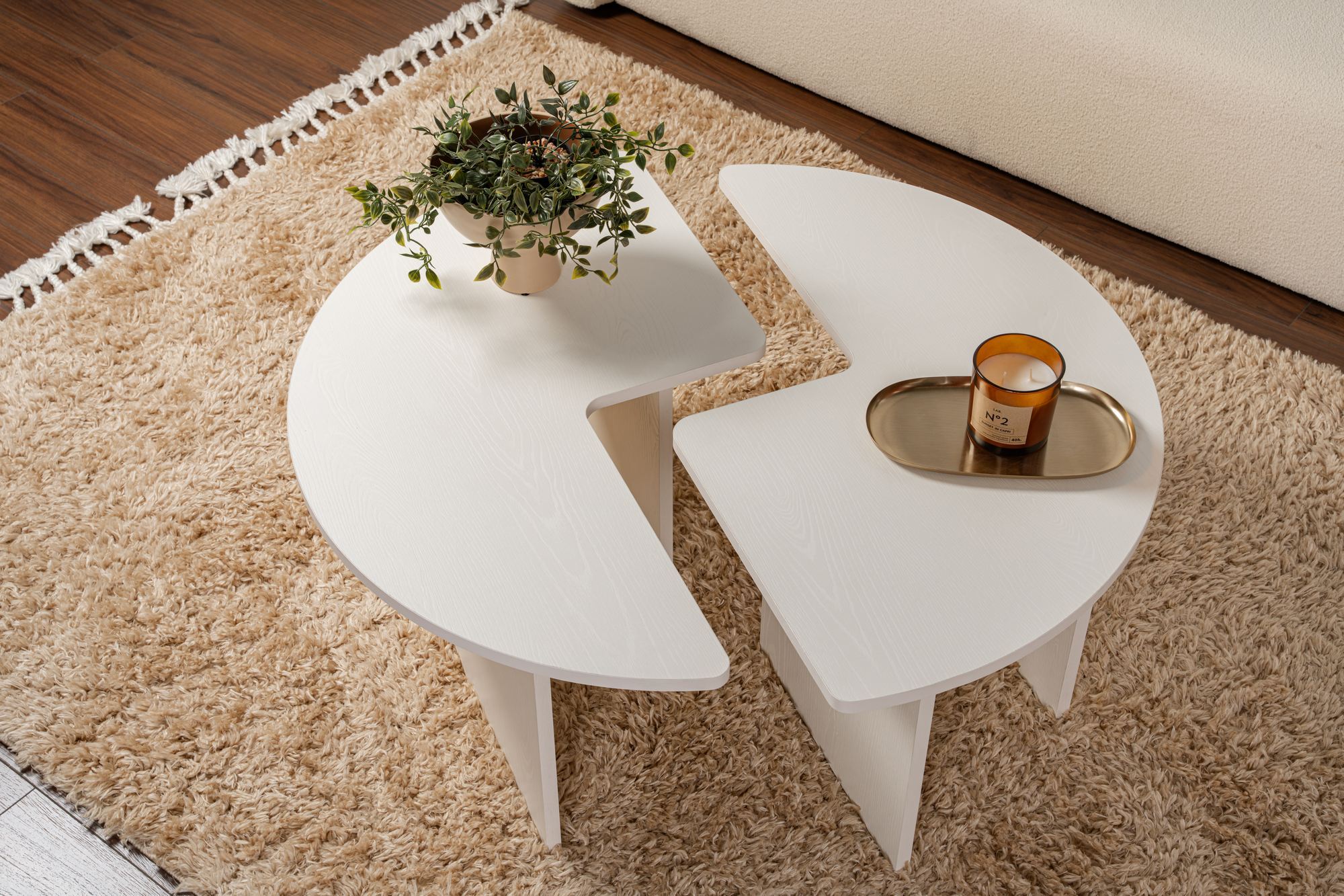 Masa de cafea, Hanah Home, pal melaminat, wood white, 90x41 cm — imaginea 4