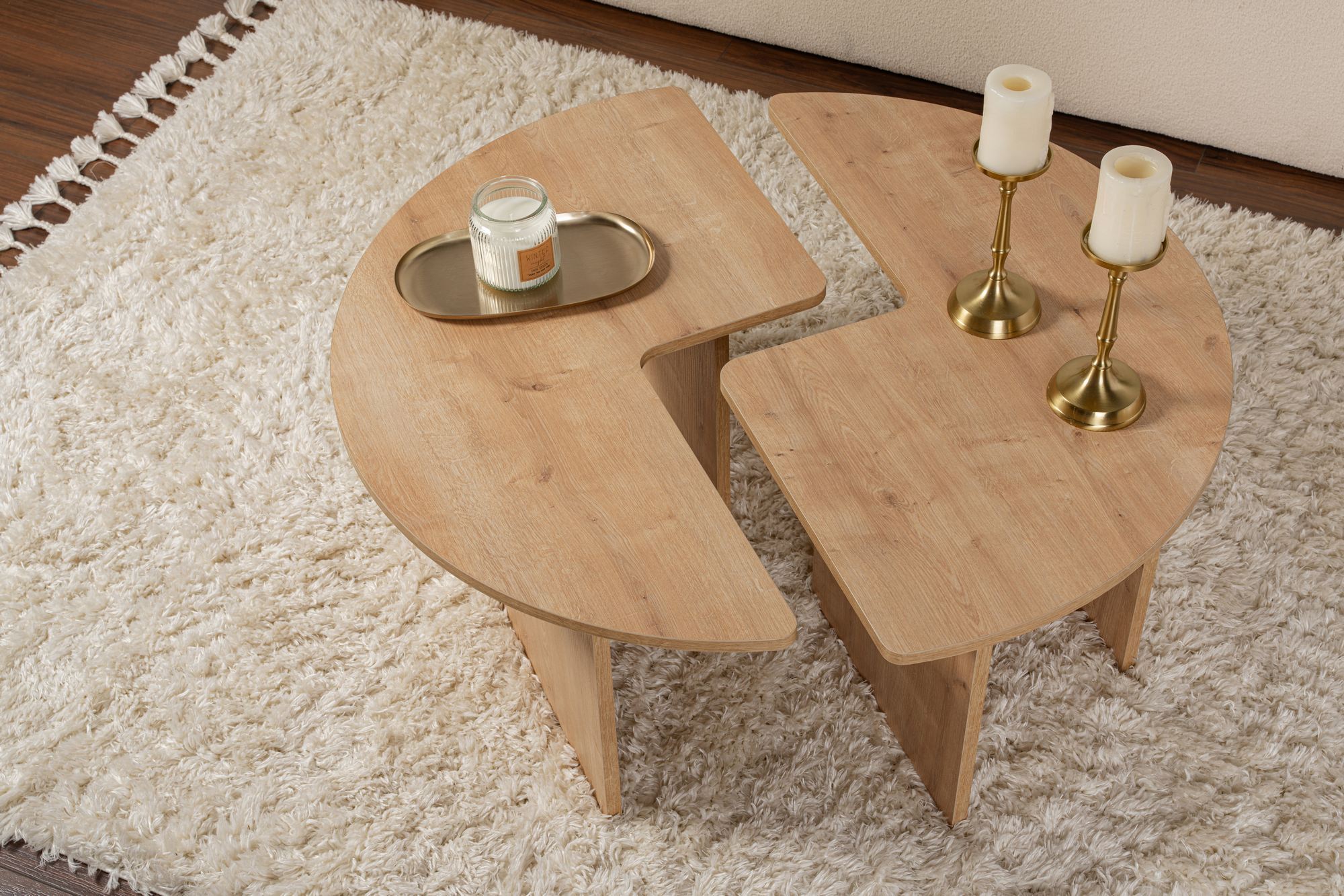 Masuta de cafea, Hanah Home, pal melaminat, stejar, 90x41 cm — imaginea 4