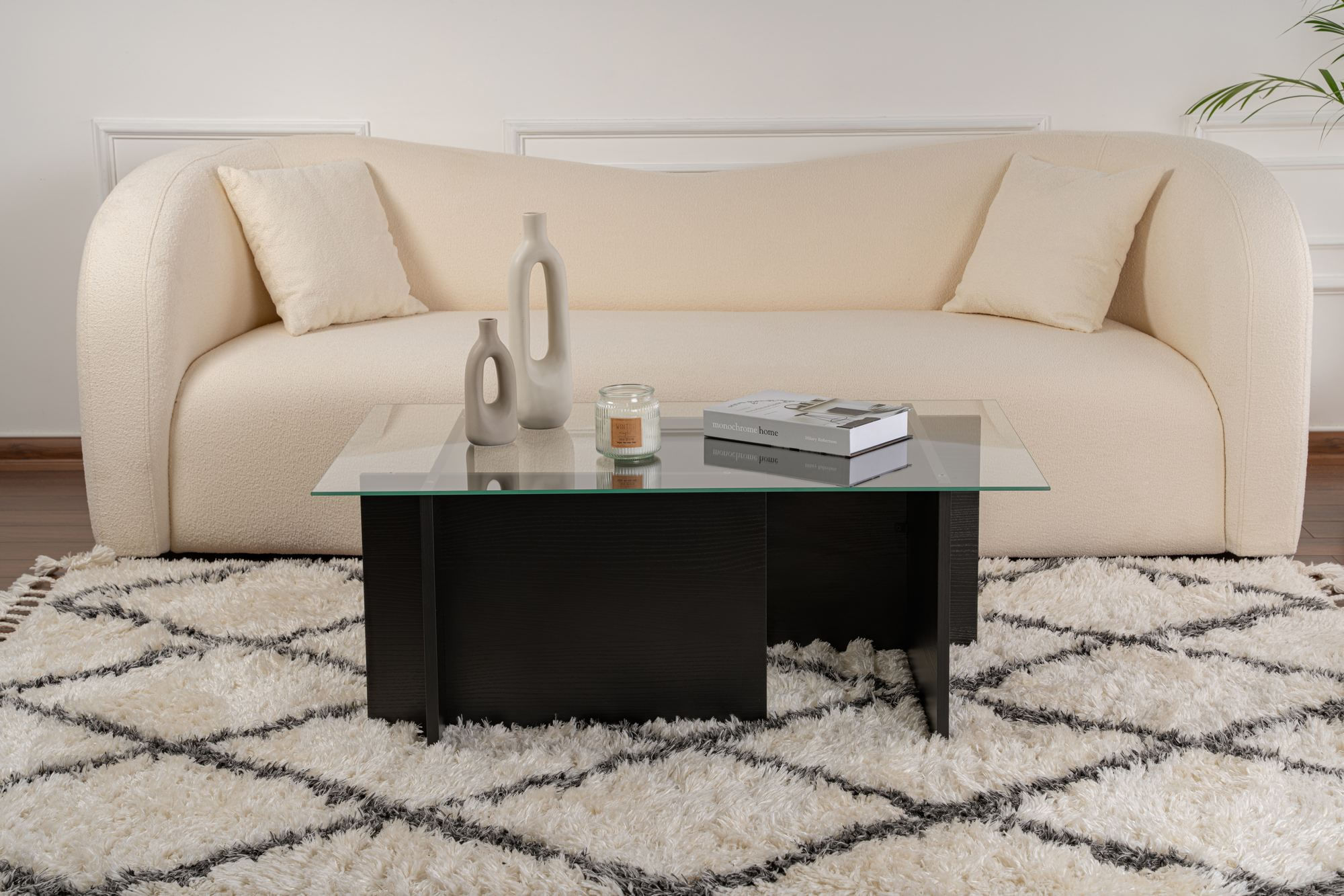 Masuta de cafea, Hanah Home, melaminat, lemn negru, 105x65x40 cm — imaginea 4
