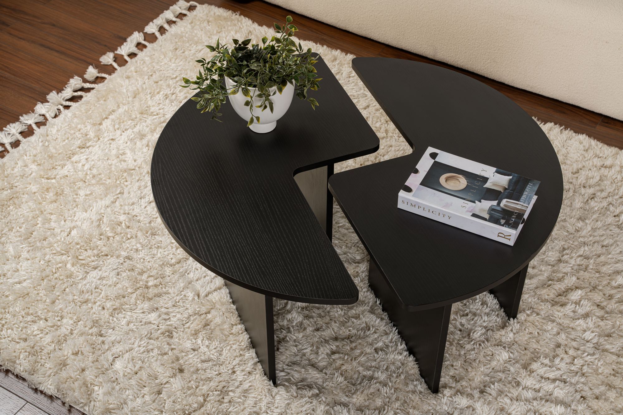 Masa de cafea, Hanah Home, pal melaminat, wood black, 90x41 cm — imaginea 4