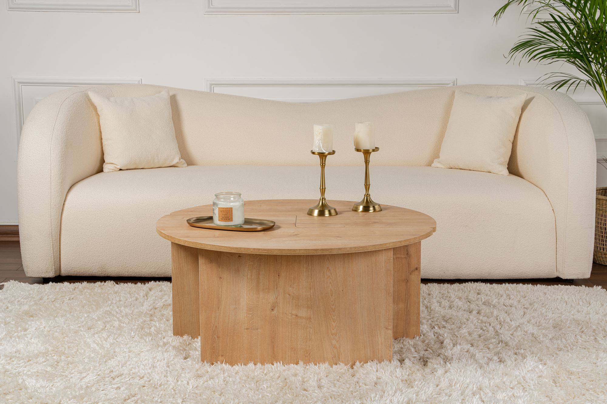 Masuta de cafea, Hanah Home, pal melaminat, stejar, 90x41 cm — imaginea 5