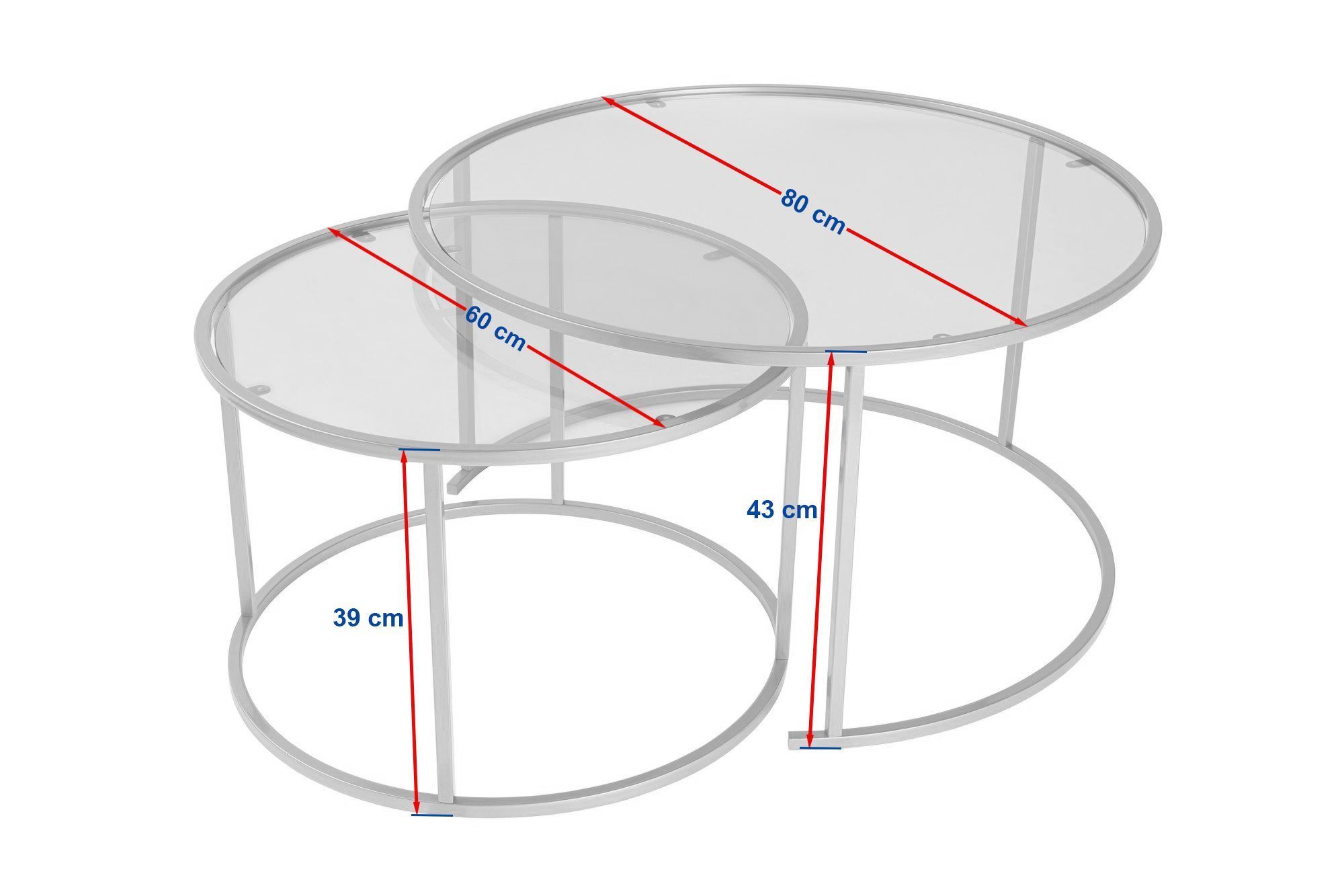 Set masute de cafea, Hanah Home, sticla securizata si metal, negru si transparent, 80x43x80 cm si 60x39x60 cm — imaginea 7