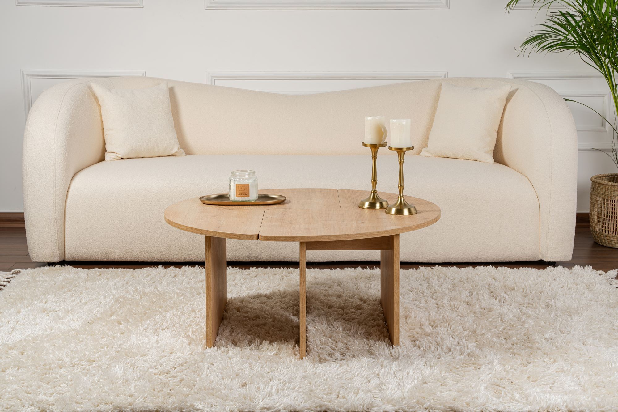 Masuta de cafea, Hanah Home, pal melaminat, stejar, 90x41 cm — imaginea 6