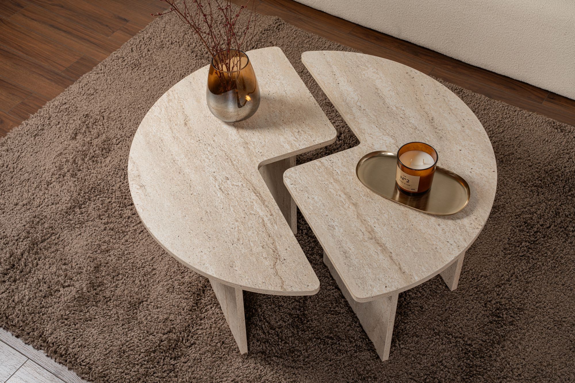 Masuta de cafea, Hanah Home, pal melaminat, travertin, 90x41 cm — imaginea 4