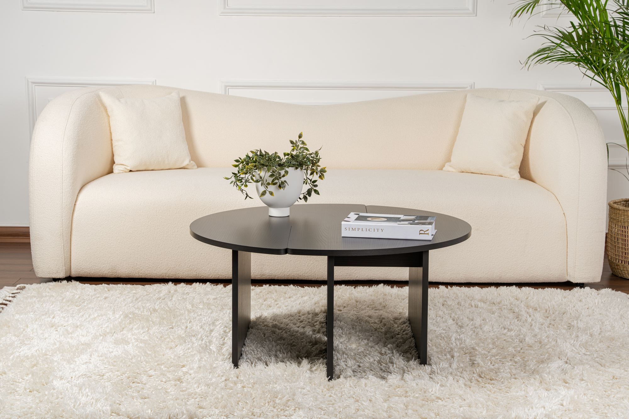 Masa de cafea, Hanah Home, pal melaminat, wood black, 90x41 cm — imaginea 6