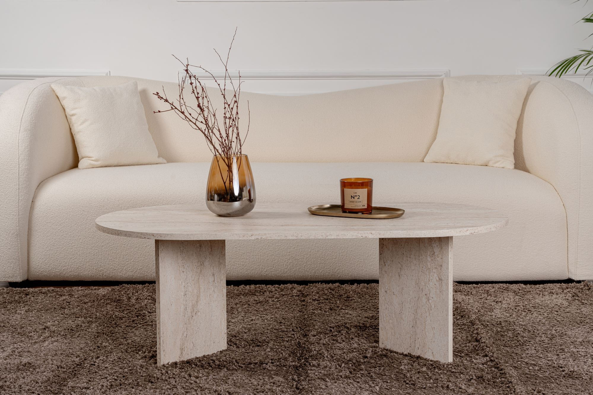 Masa de cafea, Hanah Home, PAL melaminat, travertin, 119x60x40 cm - 2 | YEO