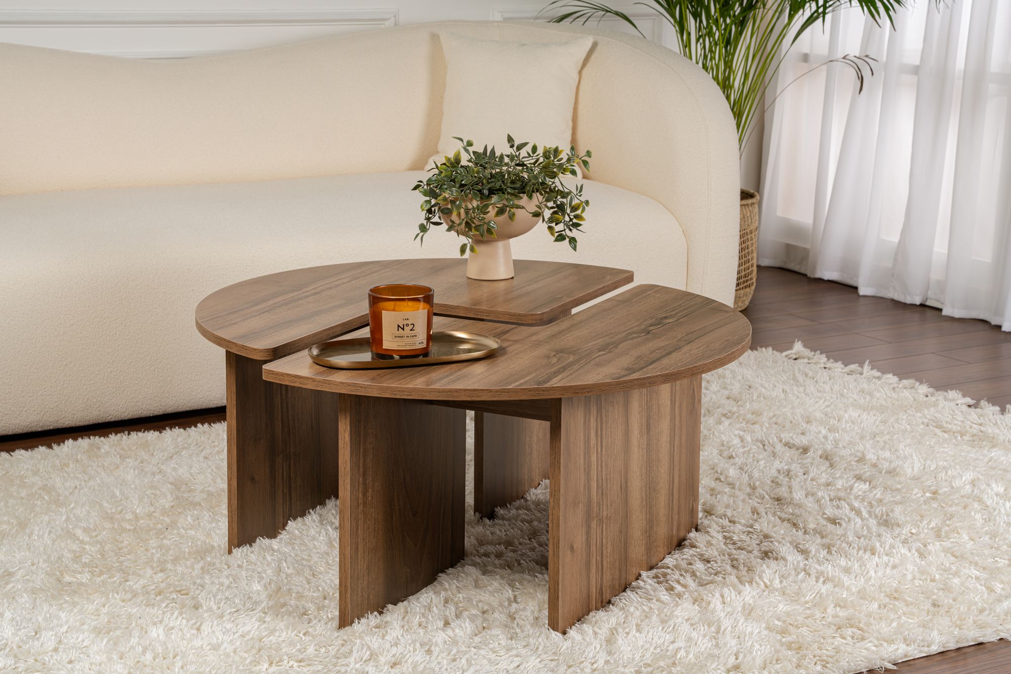 Masa de cafea, Hanah Home, placa de particule melaminata, nuc, 90x41 cm — imaginea 2