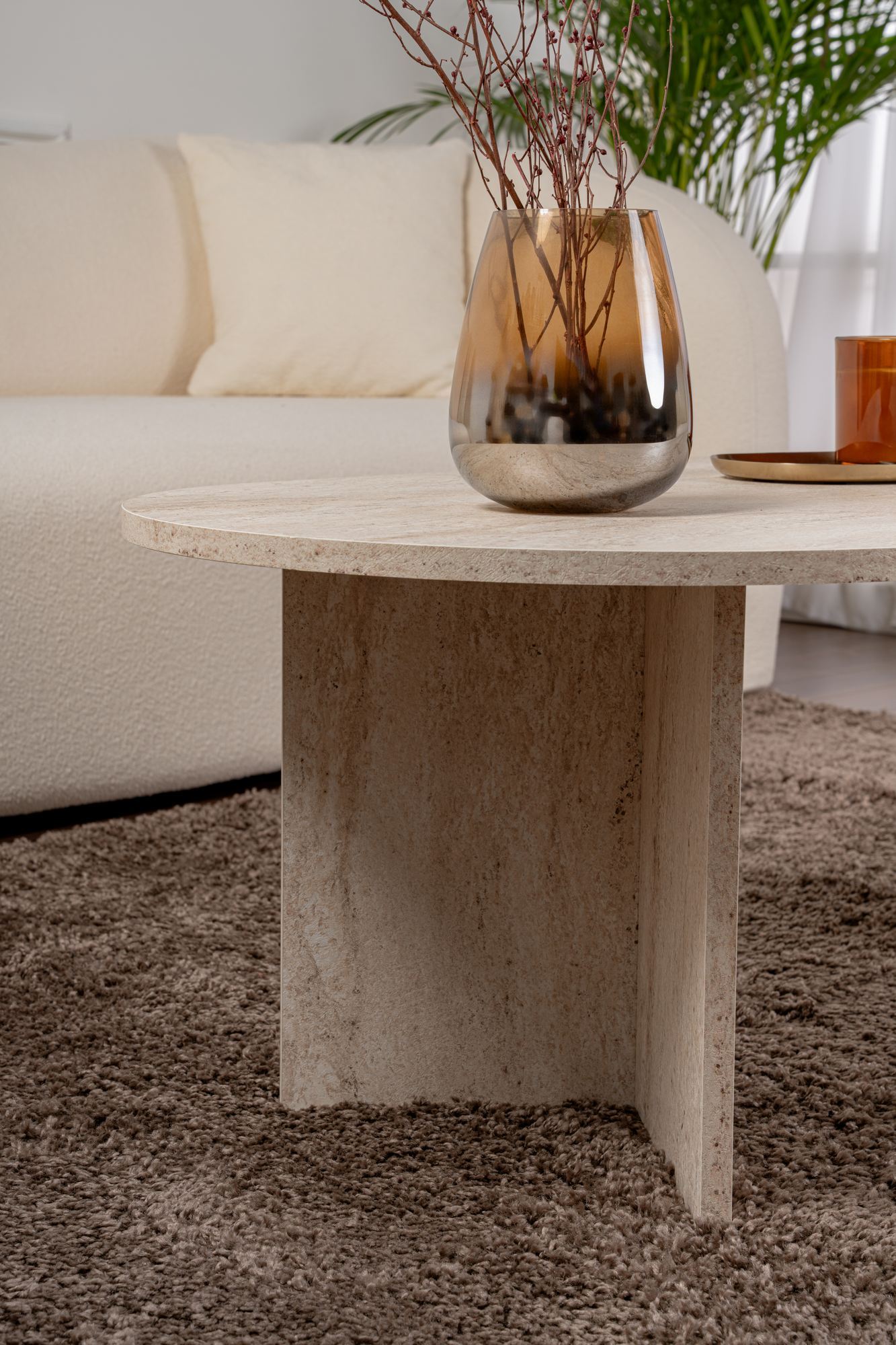 Masa de cafea, Hanah Home, PAL melaminat, travertin, 119x60x40 cm - 4 | YEO