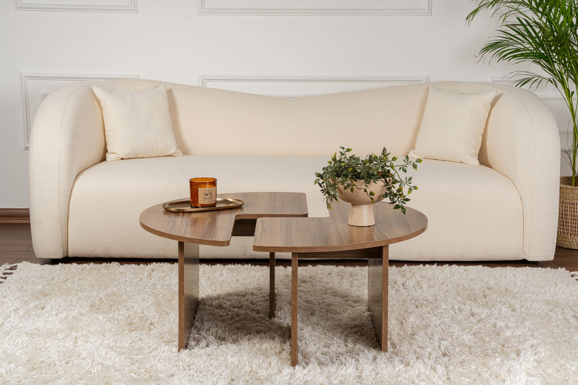 Masa de cafea, Hanah Home, placa de particule melaminata, nuc, 90x41 cm — imaginea 3