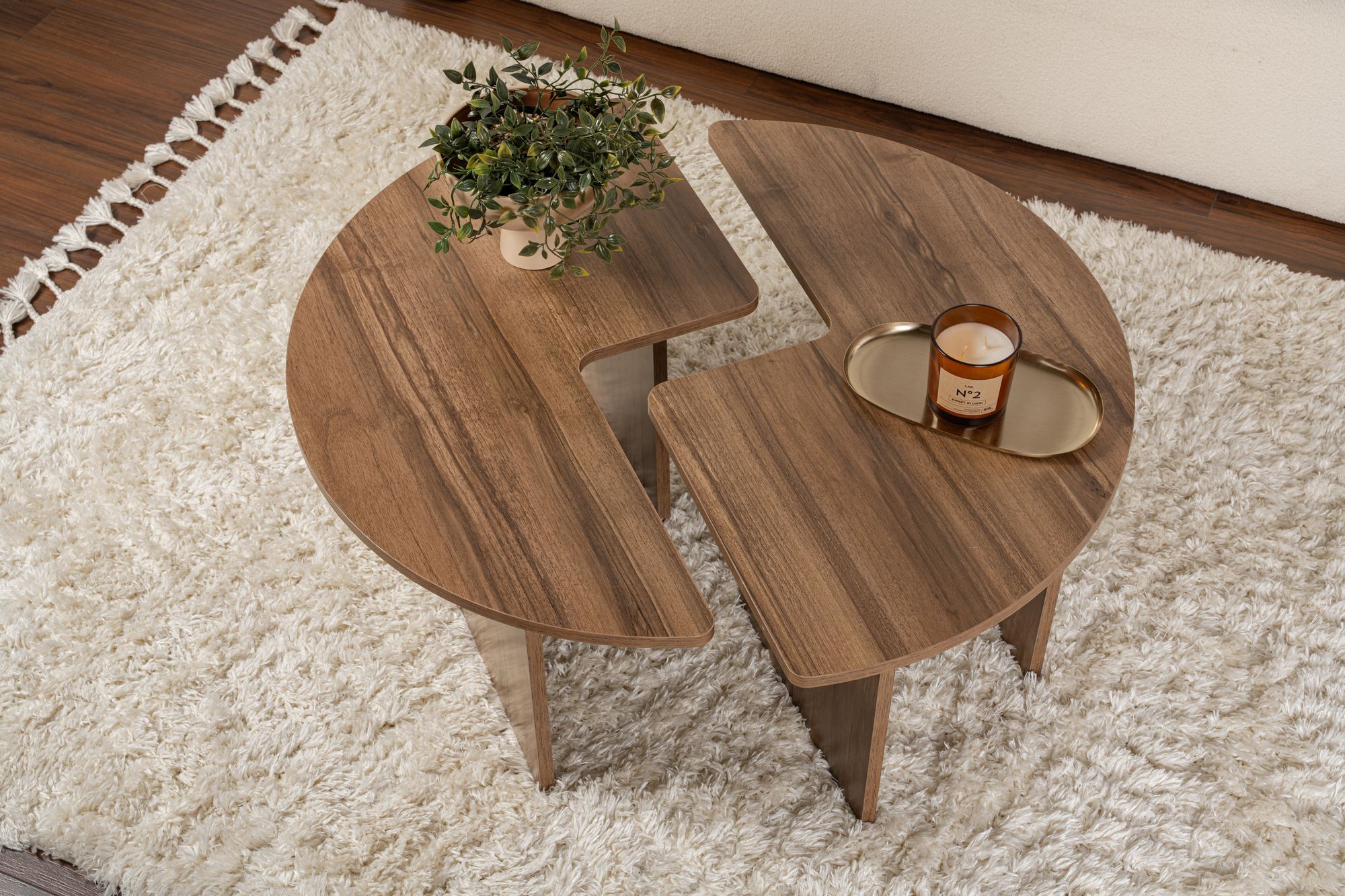 Masa de cafea, Hanah Home, placa de particule melaminata, nuc, 90x41 cm — imaginea 4