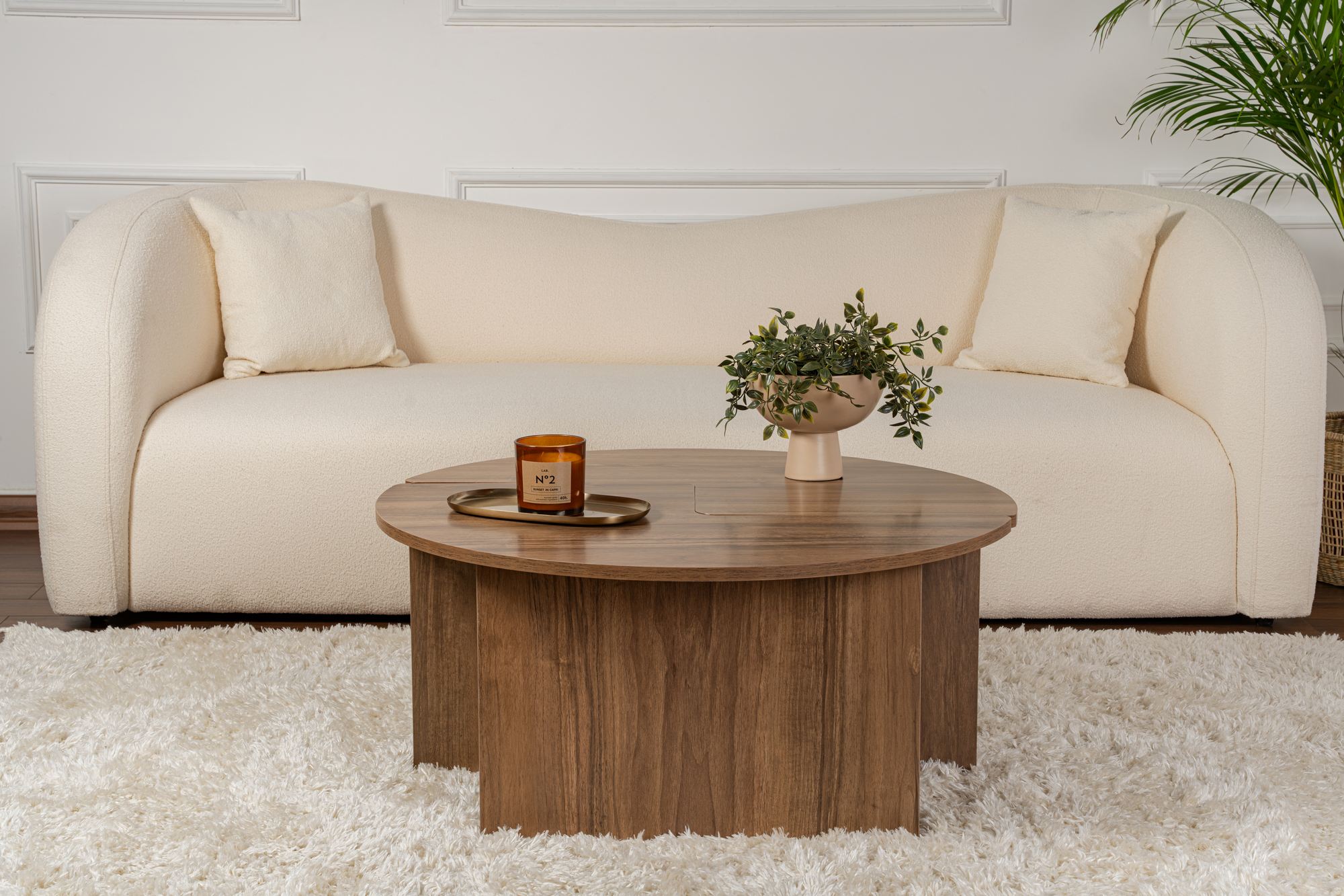 Masa de cafea, Hanah Home, placa de particule melaminata, nuc, 90x41 cm — imaginea 5