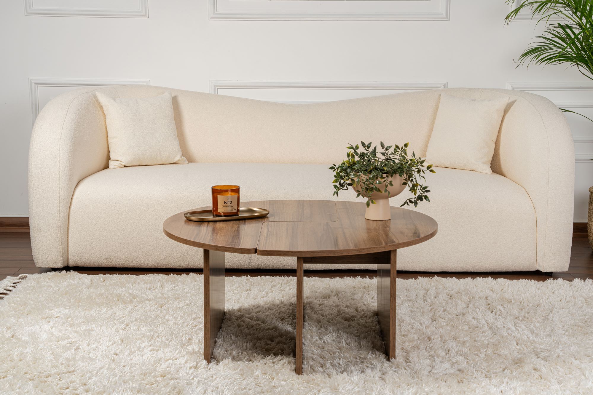 Masa de cafea, Hanah Home, placa de particule melaminata, nuc, 90x41 cm — imaginea 6