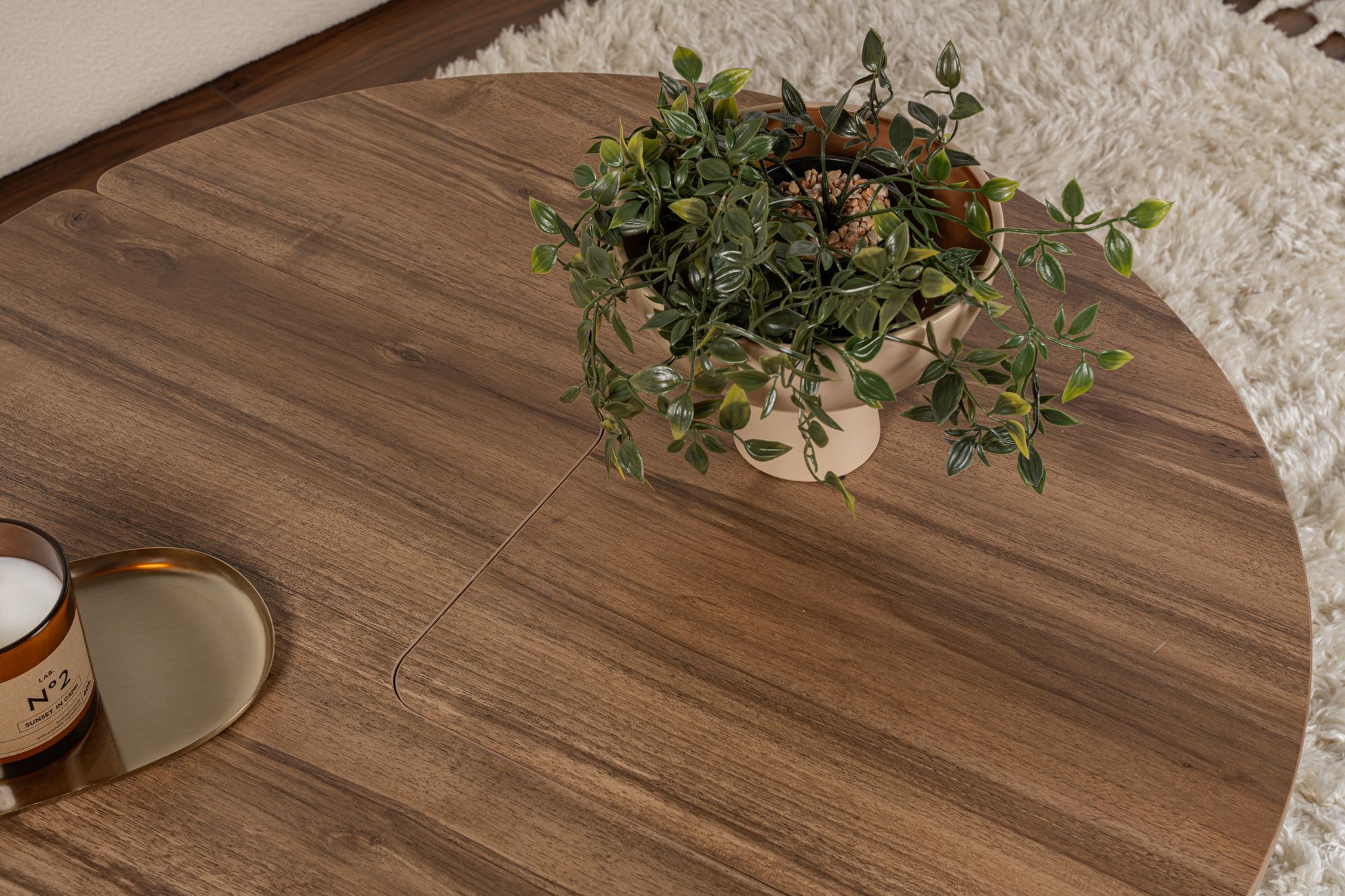 Masa de cafea, Hanah Home, placa de particule melaminata, nuc, 90x41 cm — imaginea 7