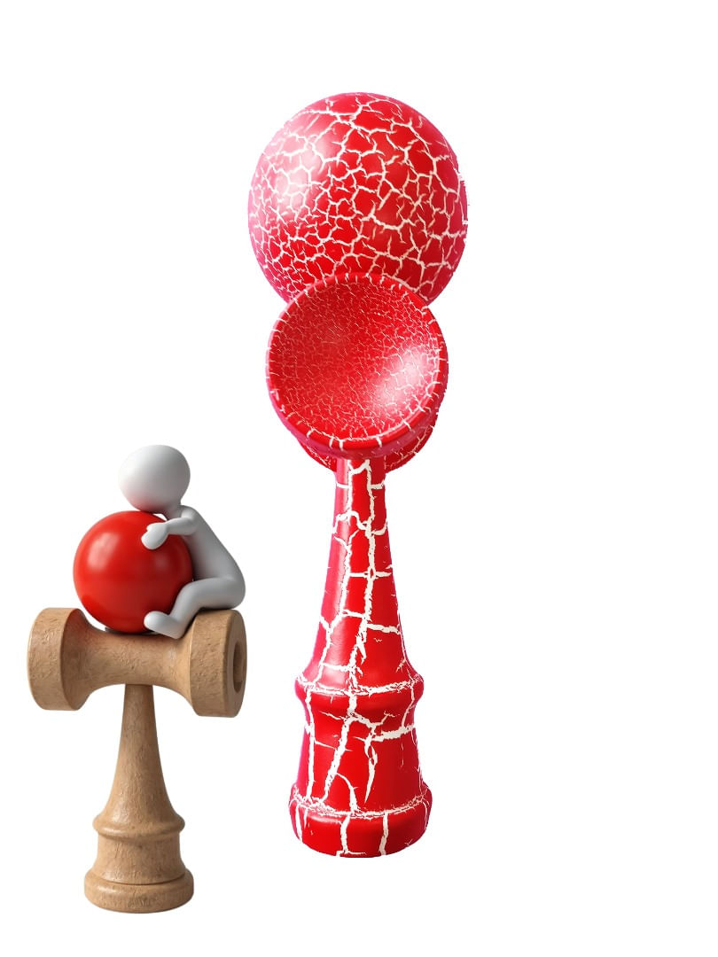 Kendama Profesionala, Bila din lemn, Design artistic cu finisaj Crapatura + Sticker pentru Telefon, 103KD - 4 | YEO