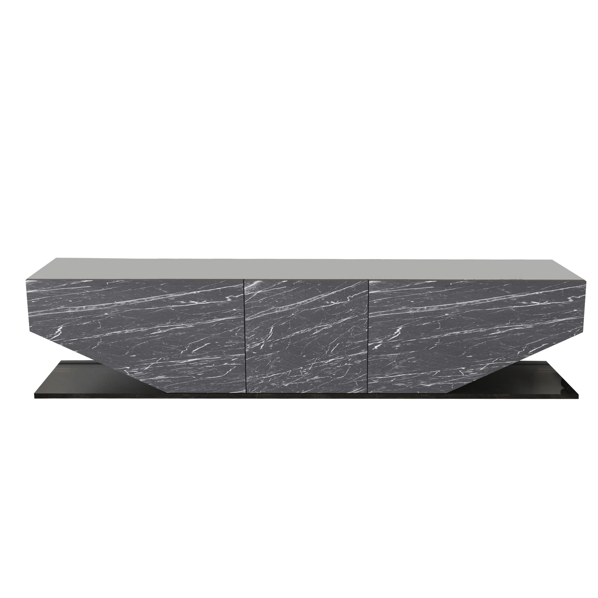 Comoda tv, Hanah Home, pal melaminat, negru, 180x30x45 cm