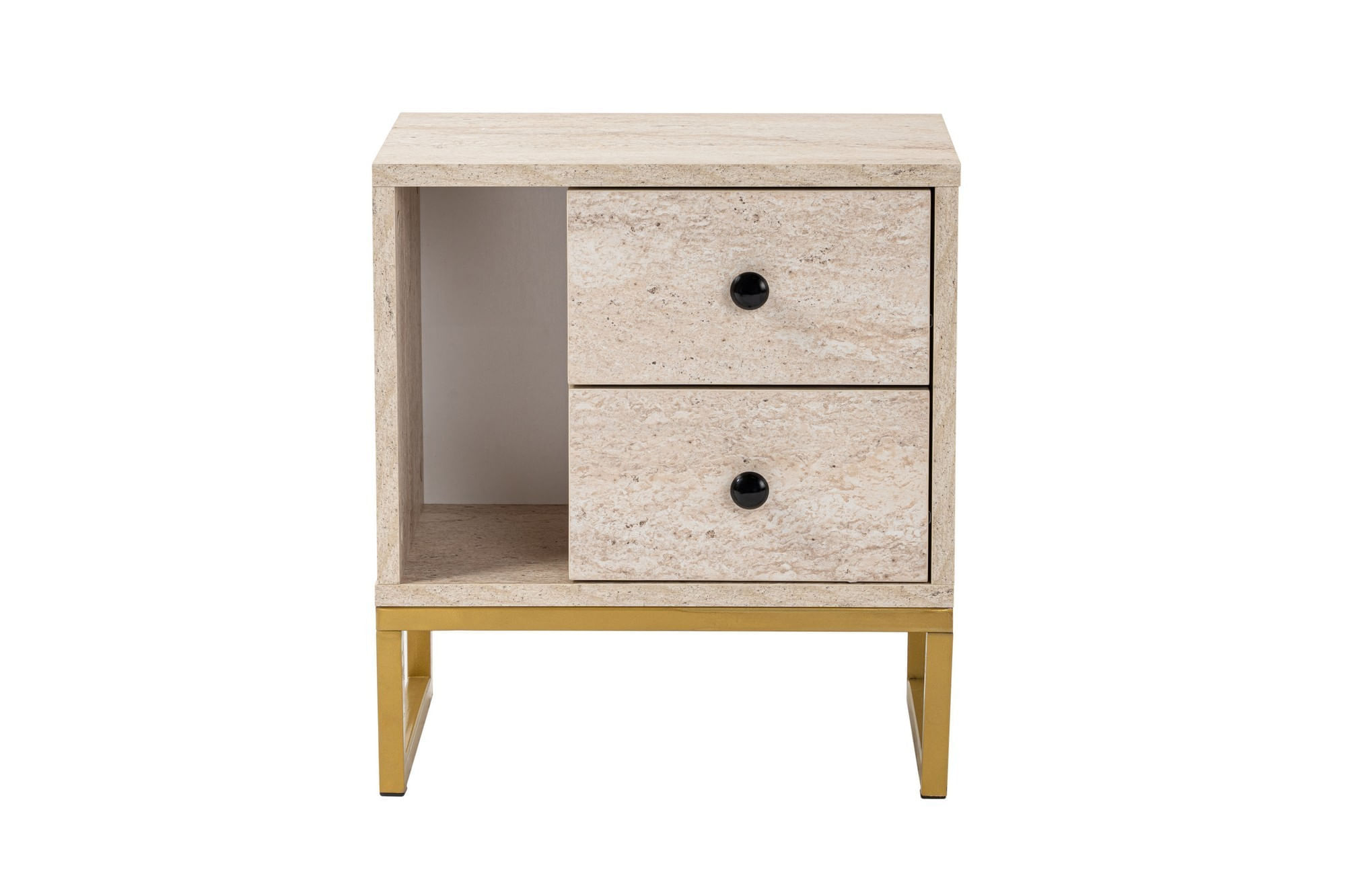 Noptiera, Hanah Home, panou de particule melaminat, travertin si auriu, 45.2x29.5x50 cm — imaginea 3