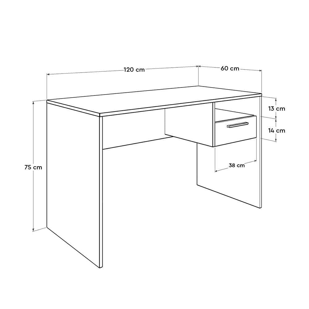 Birou, Hanah Home, panou de particule melaminat, antracit si stejar, 120x60x75 cm — imaginea 7
