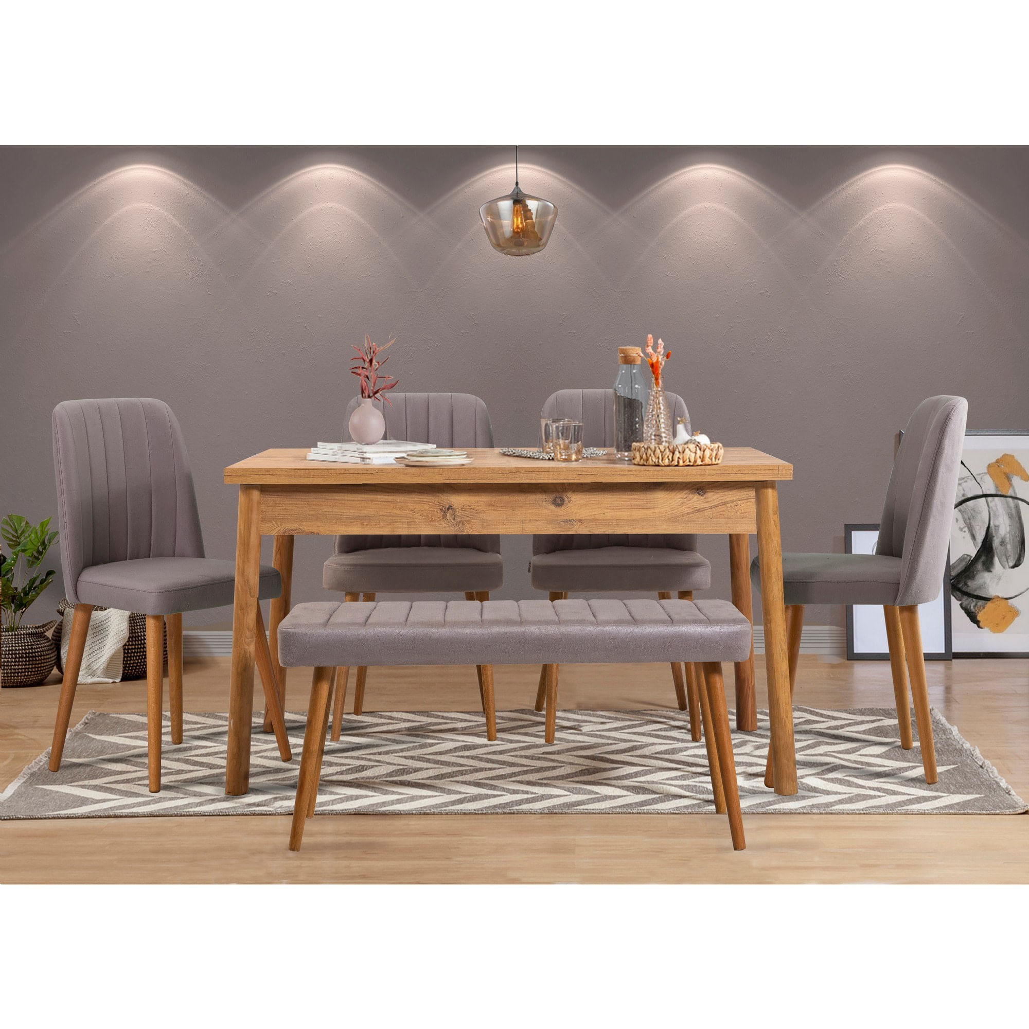 Masa dining, Hanah Home, PAL melaminat, pin atlantic, 120x75x77 cm — imaginea 2
