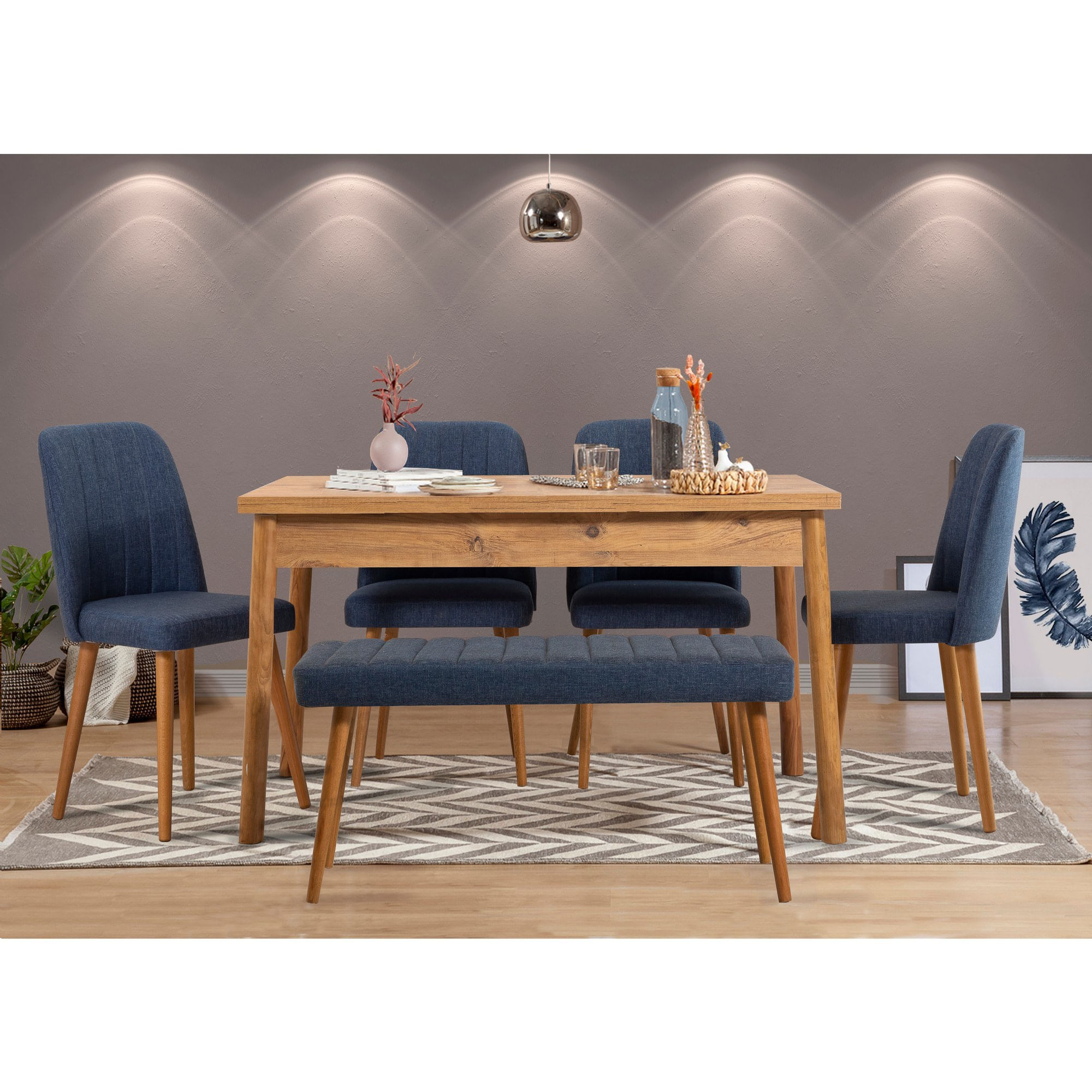 Masa dining, Hanah Home, PAL melaminat, pin atlantic, 120x75x77 cm — imaginea 3