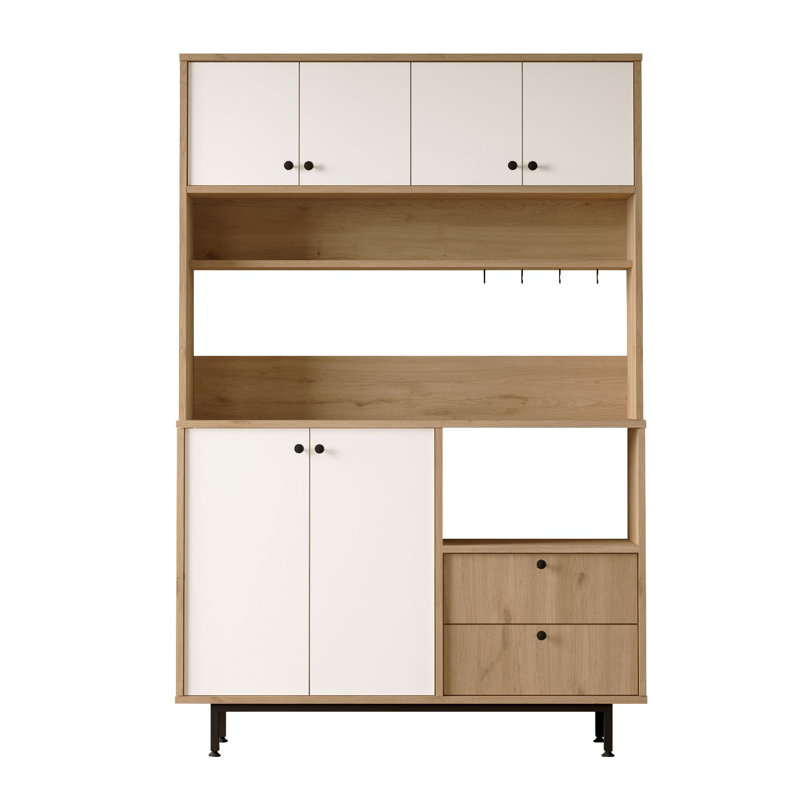 Dulap multifunctional, Hanah Home, pal melaminat, stejar si alb, 120x35.5x180 cm