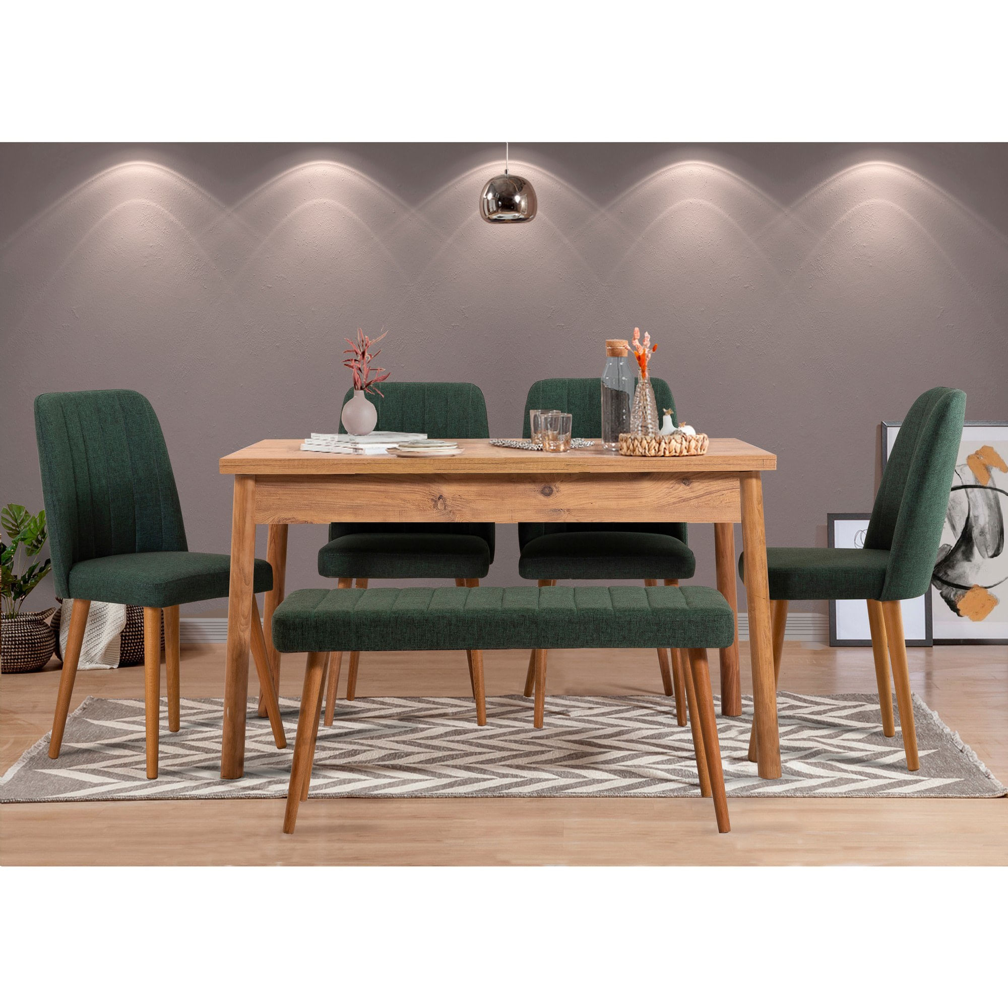 Masa dining, Hanah Home, PAL melaminat, pin atlantic, 120x75x77 cm — imaginea 4