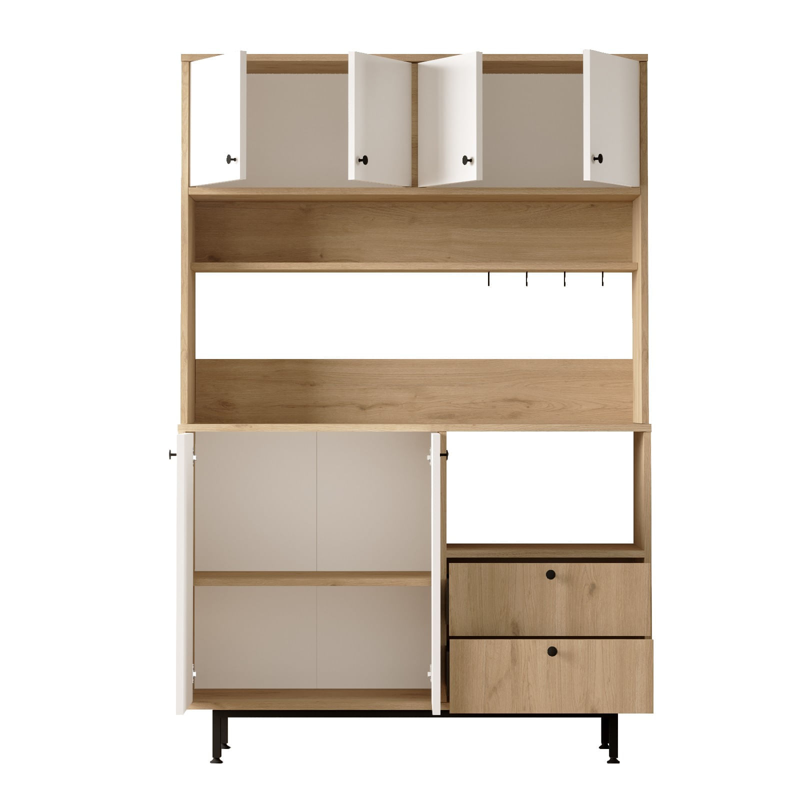 Dulap multifunctional, Hanah Home, pal melaminat, stejar si alb, 120x35.5x180 cm — imaginea 2