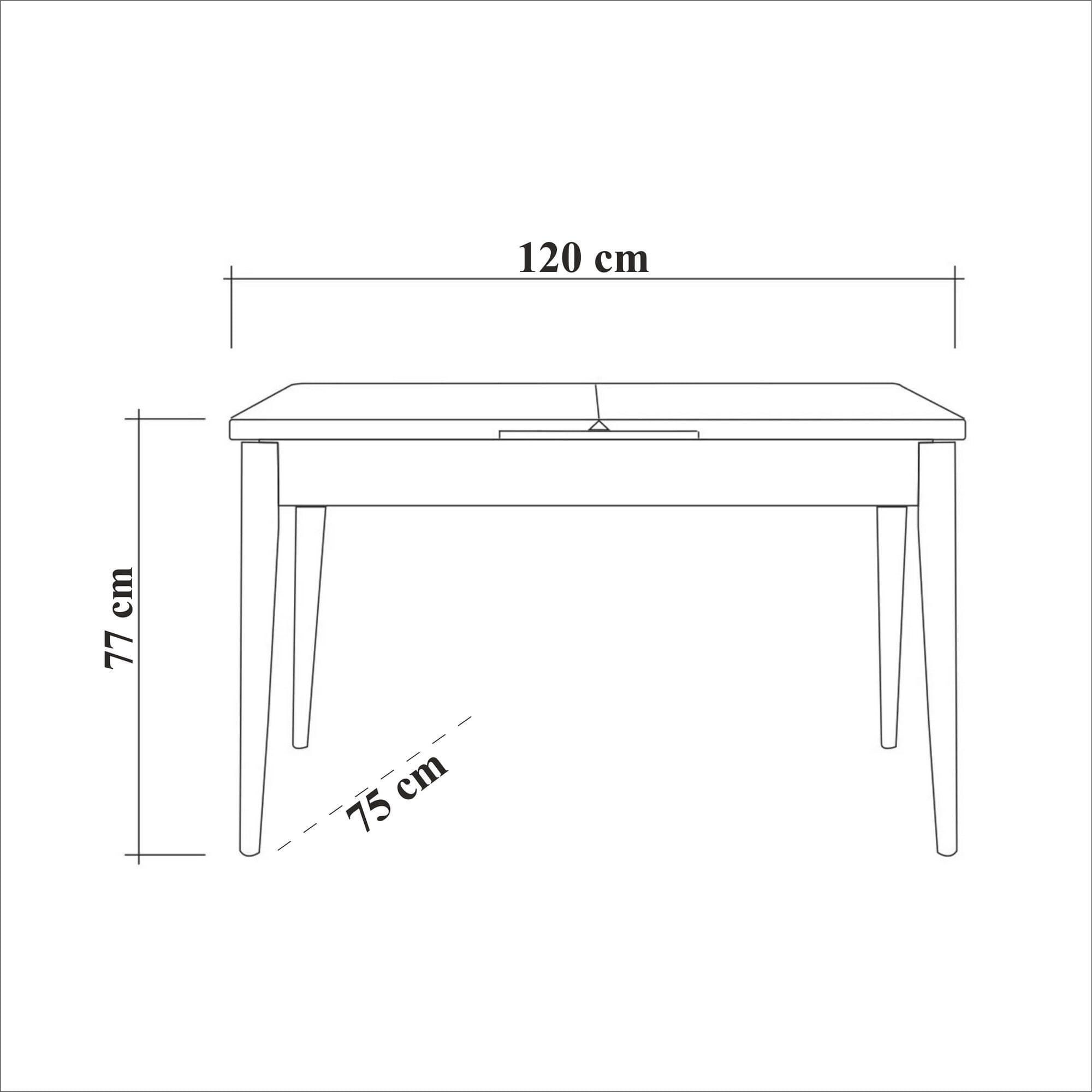 Masa dining, Hanah Home, PAL melaminat, pin atlantic, 120x75x77 cm — imaginea 5