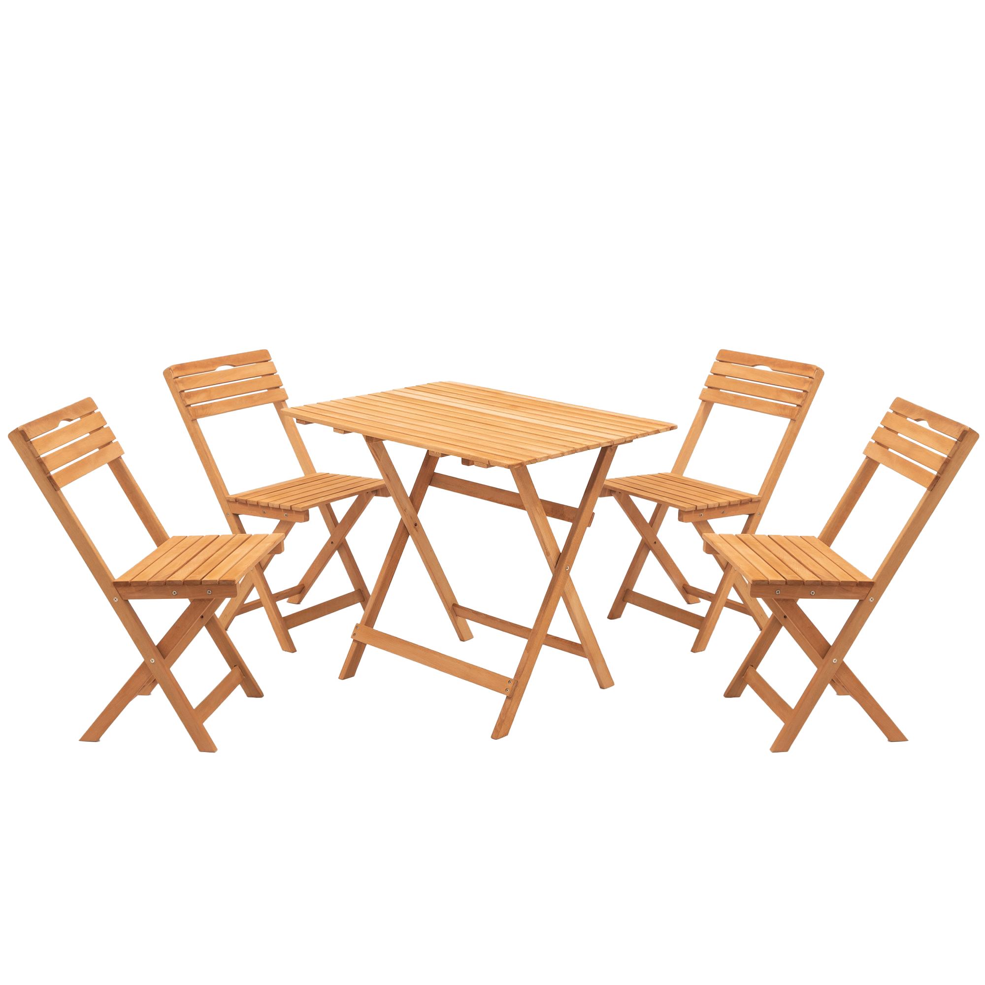 Set mobilier de gradina, Hanah Home, lemn de fag, maro, 5 piese — imaginea 2