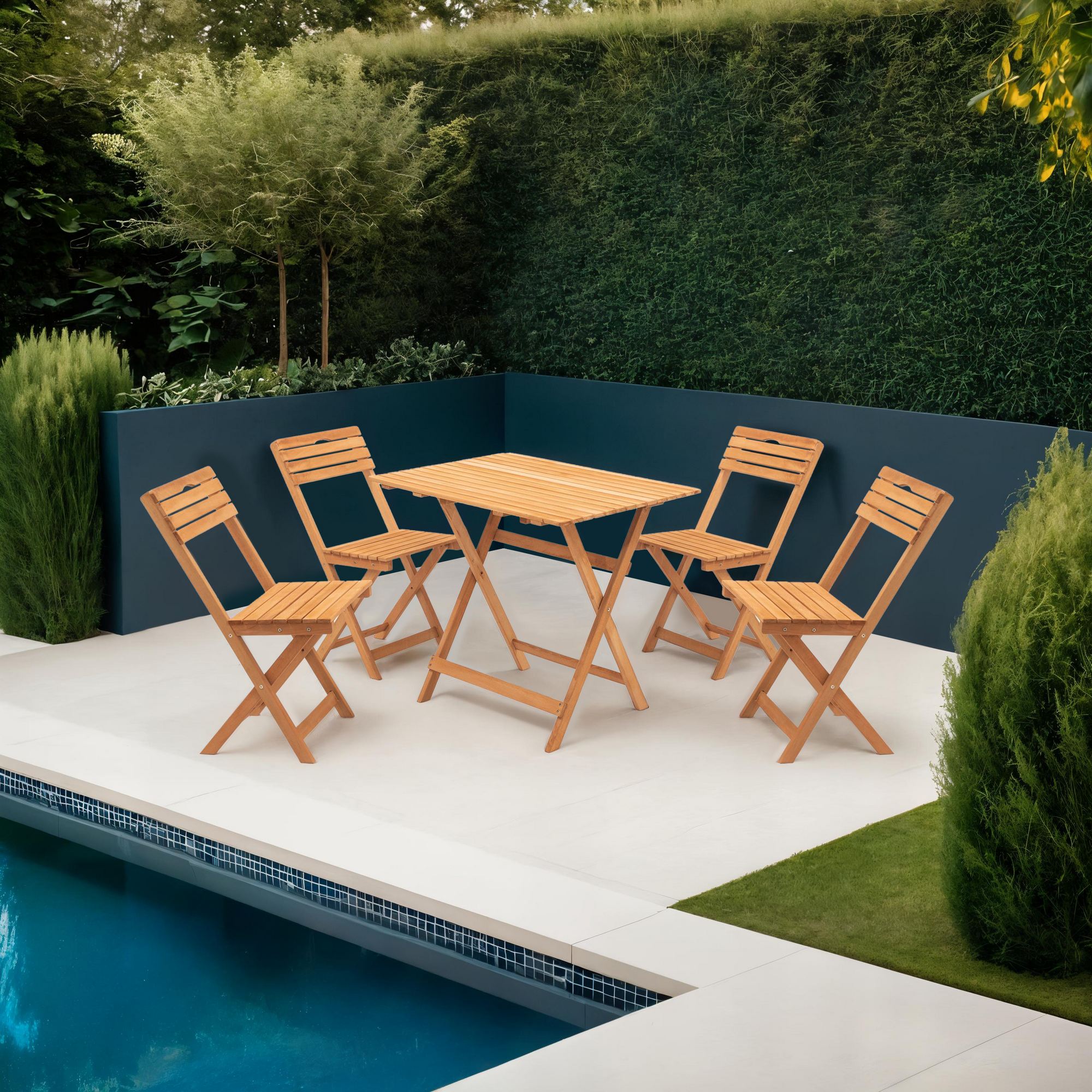 Set mobilier de gradina, Hanah Home, lemn de fag, maro, 5 piese — imaginea 6