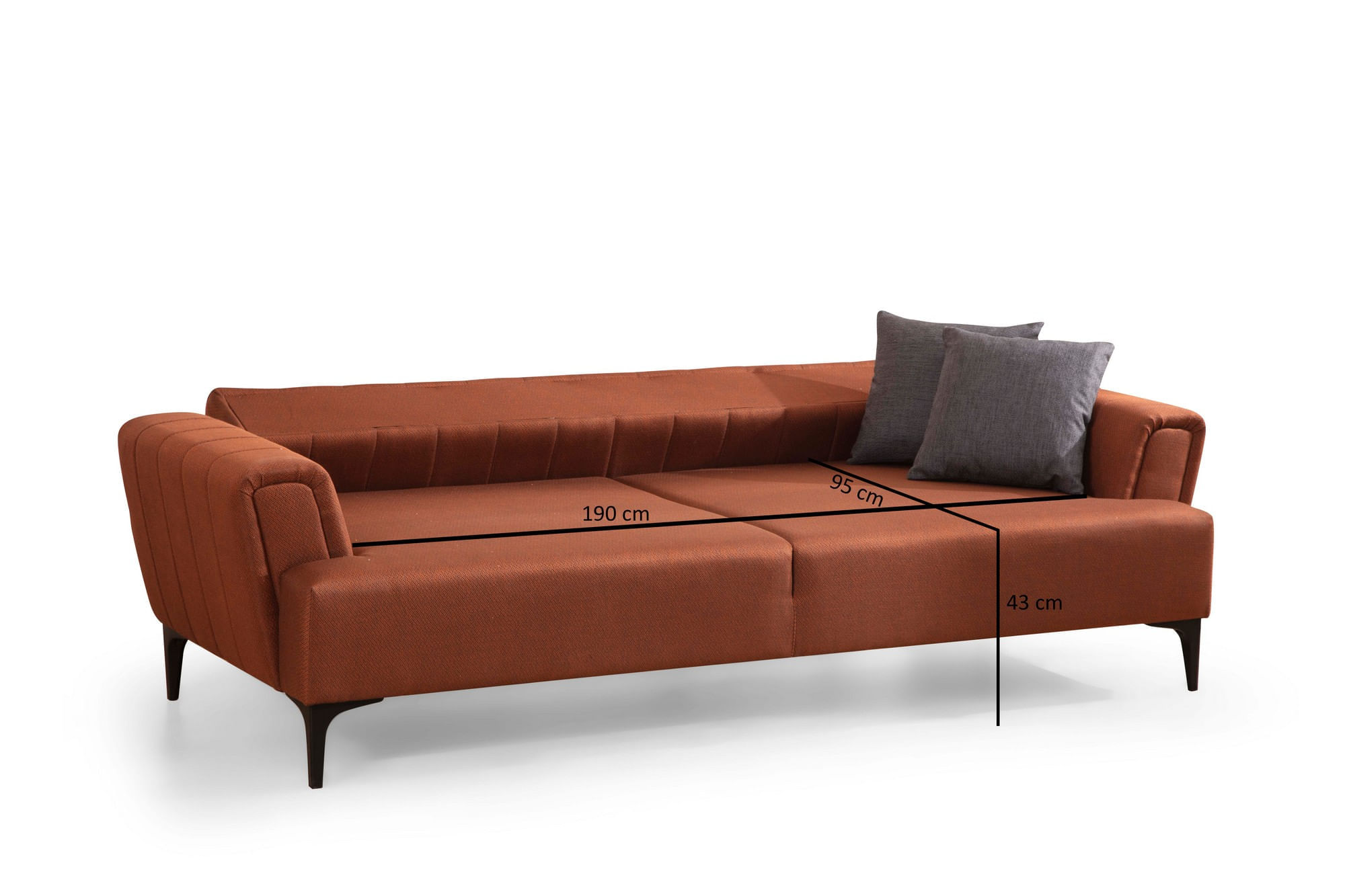 Canapea extensibila 3 locuri, Atelier Del Sofa, lemn fag, rosu tigla, 230x95x77 cm — imaginea 5