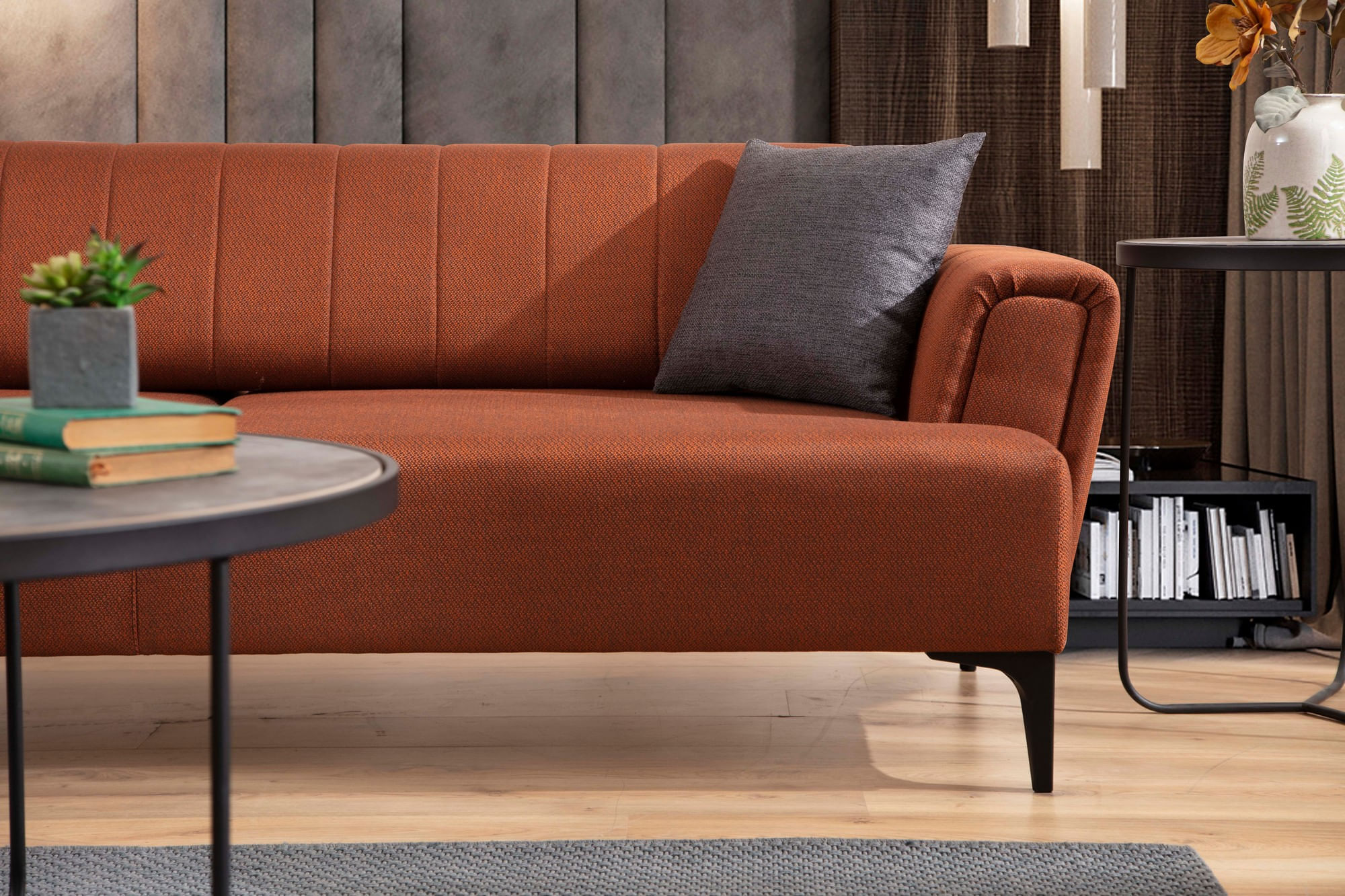 Canapea extensibila 3 locuri, Atelier Del Sofa, lemn fag, rosu tigla, 230x95x77 cm — imaginea 7