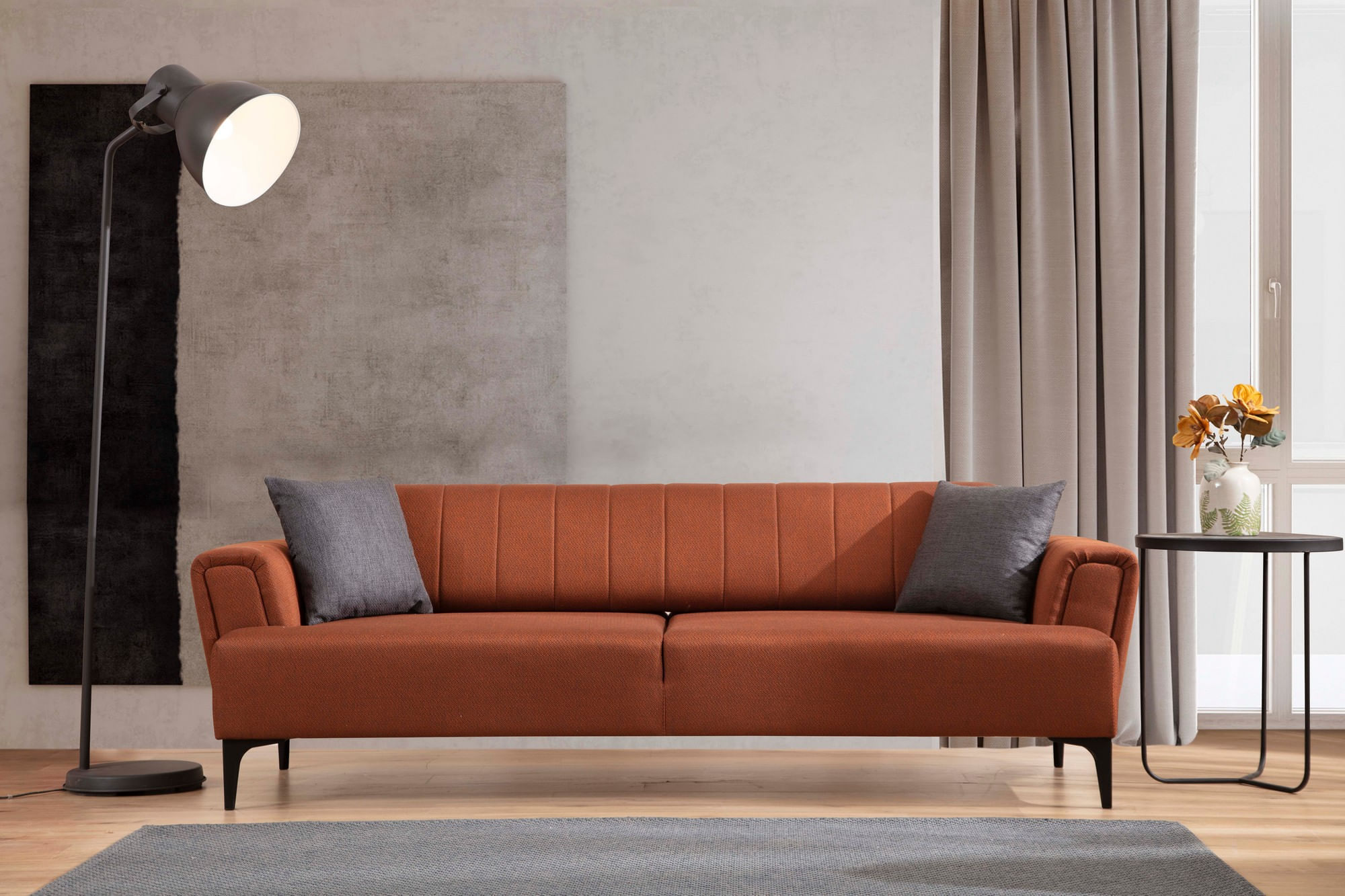 Canapea extensibila 3 locuri, Atelier Del Sofa, lemn fag, rosu tigla, 230x95x77 cm — imaginea 10