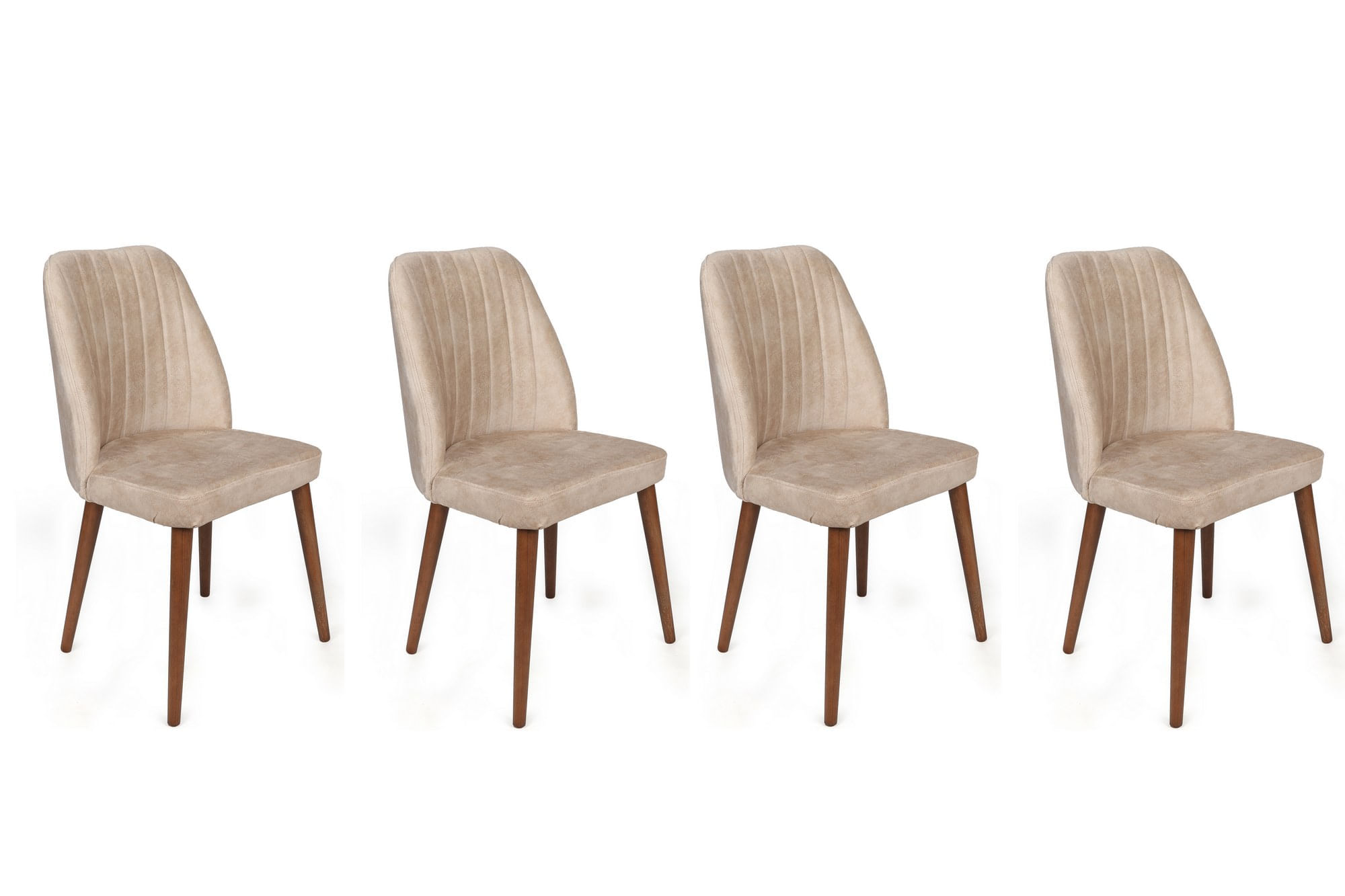 Set scaune, Hanah Home, catifea, crem nuc, 50x49x90 cm, 4 bucati — imaginea 3