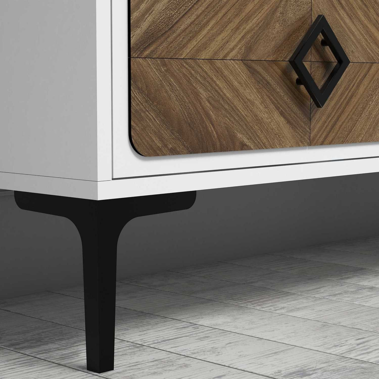 Comoda tv, Hanah Home, pal melaminat, alb nuc, 180x52x35 cm — imaginea 2