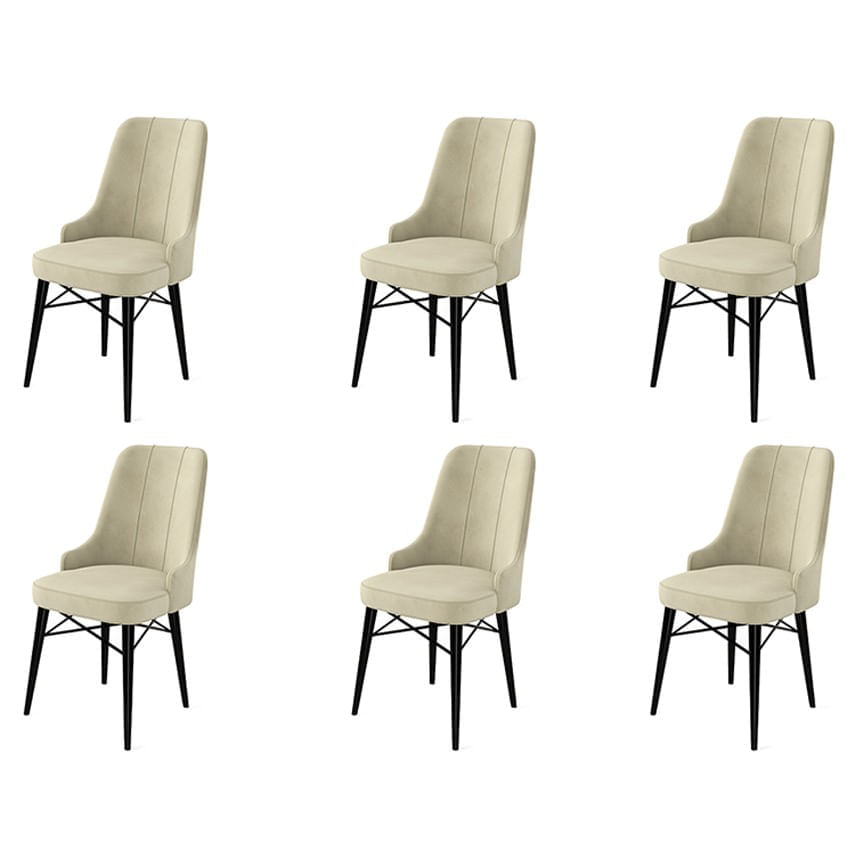 Set scaune, Hanah Home, metal, crem si negru, 46x46x94 cm, 6 piese — imaginea 2