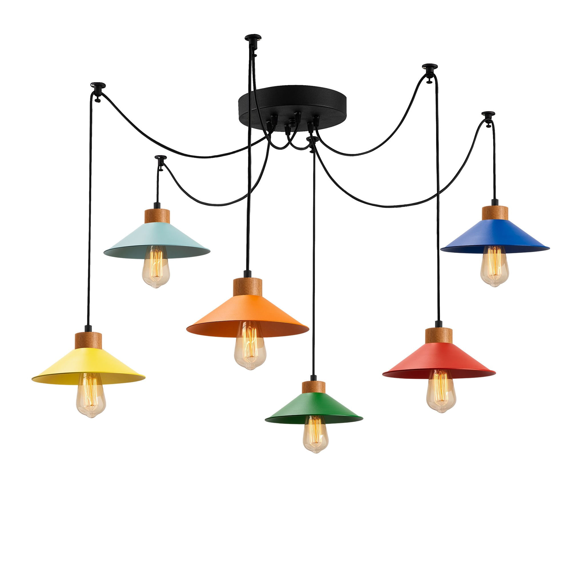 Candelabru, Opviq, corp din fier, baza din lemn de carpen, multicolor, diametru 144 cm, inaltime reglabila