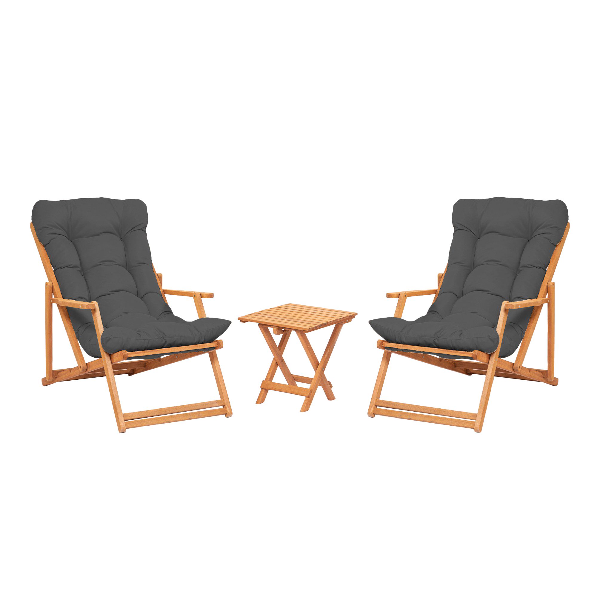 Set mobilier gradina, Hanah Home, lemn fag, gri natural, 3 piese