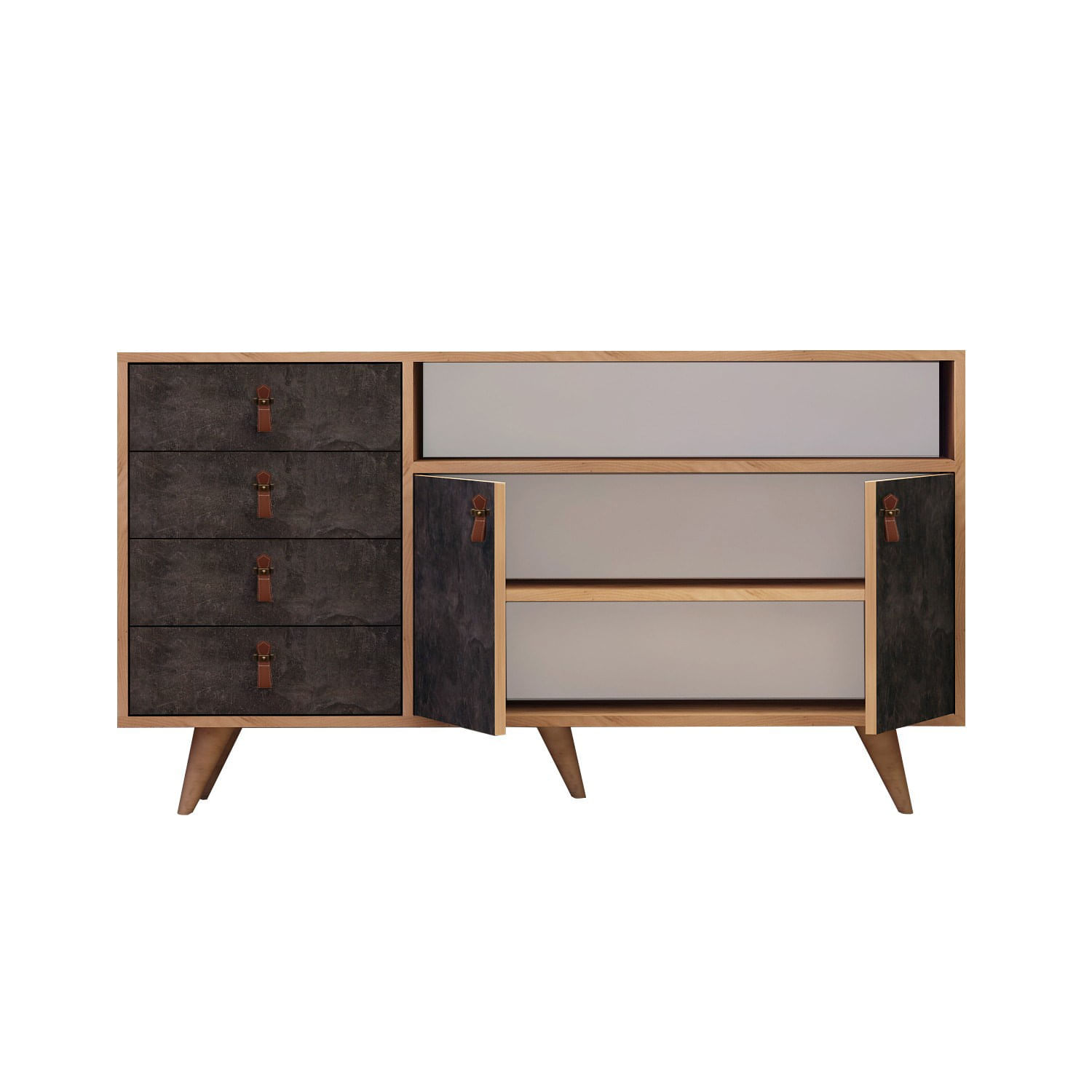 Consola, Hanah Home, pal melaminat, stejar si gri inchis, 140x40x86 cm, 811MDD3412 — imaginea 2