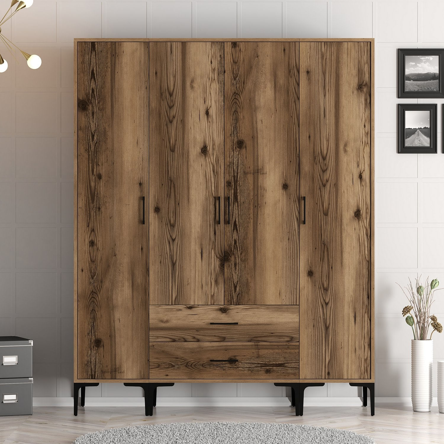 Sifonier, Hanah Home, pal melaminat, nuc, 160x201,4x47,5 cm — imaginea 2