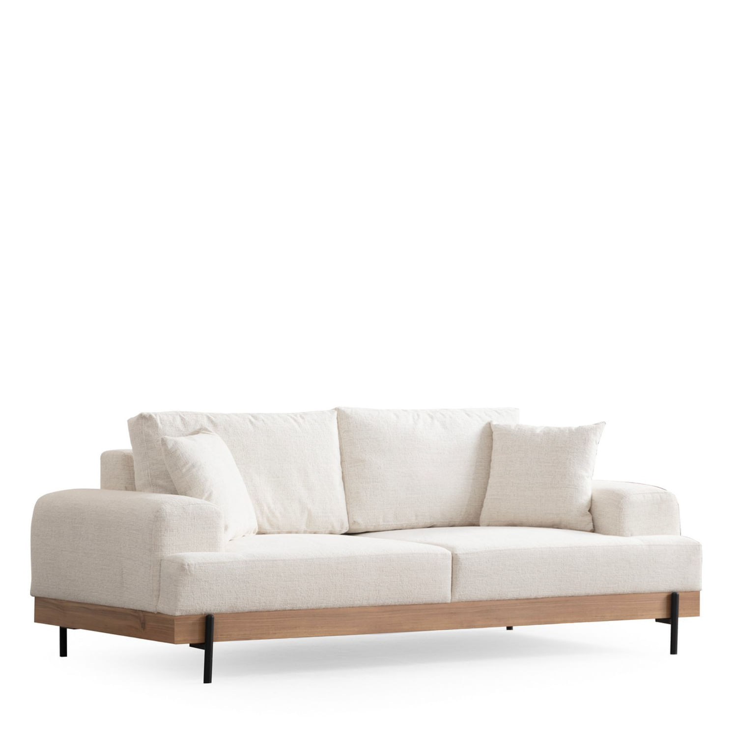 Canapea 3 locuri, Hanah Home, lemn fag si pal, alb, 220x98x78 cm, 560ARE2120