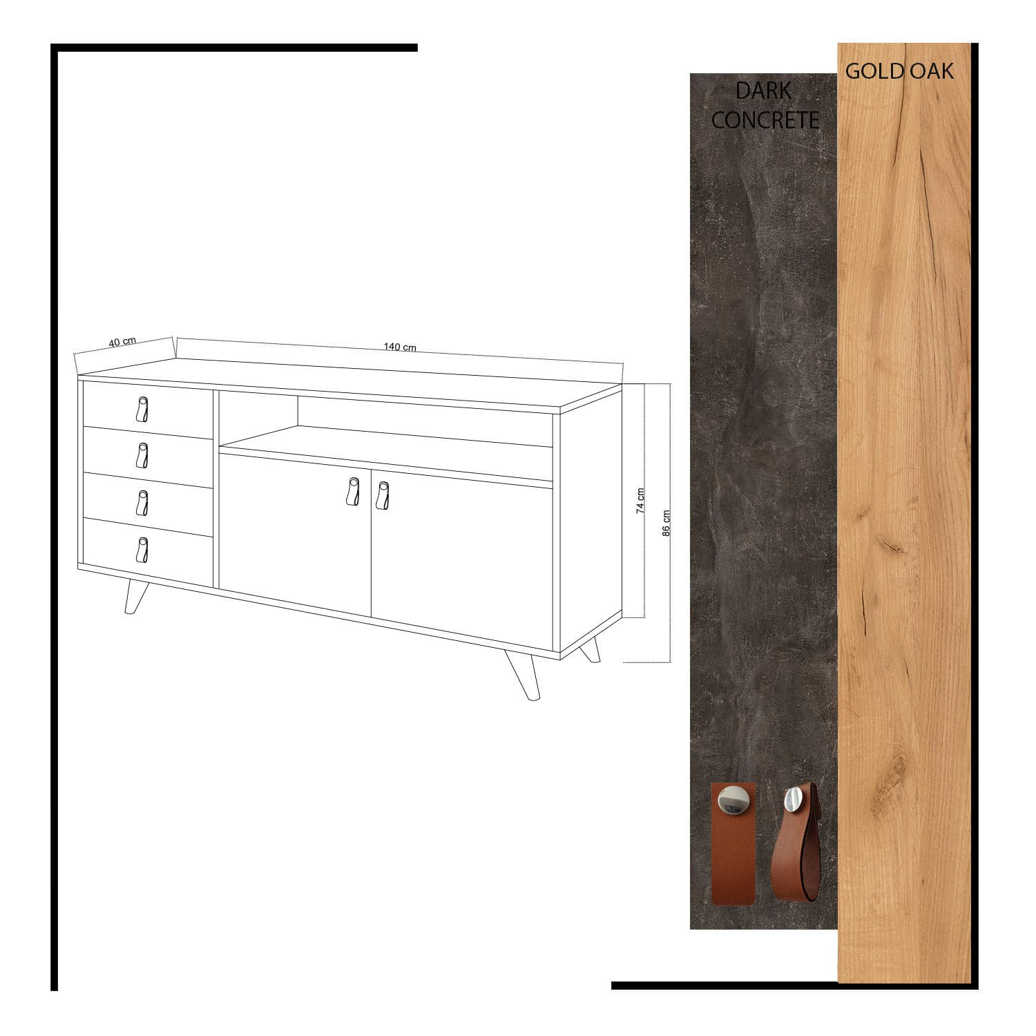 Consola, Hanah Home, pal melaminat, stejar si gri inchis, 140x40x86 cm, 811MDD3412 — imaginea 5